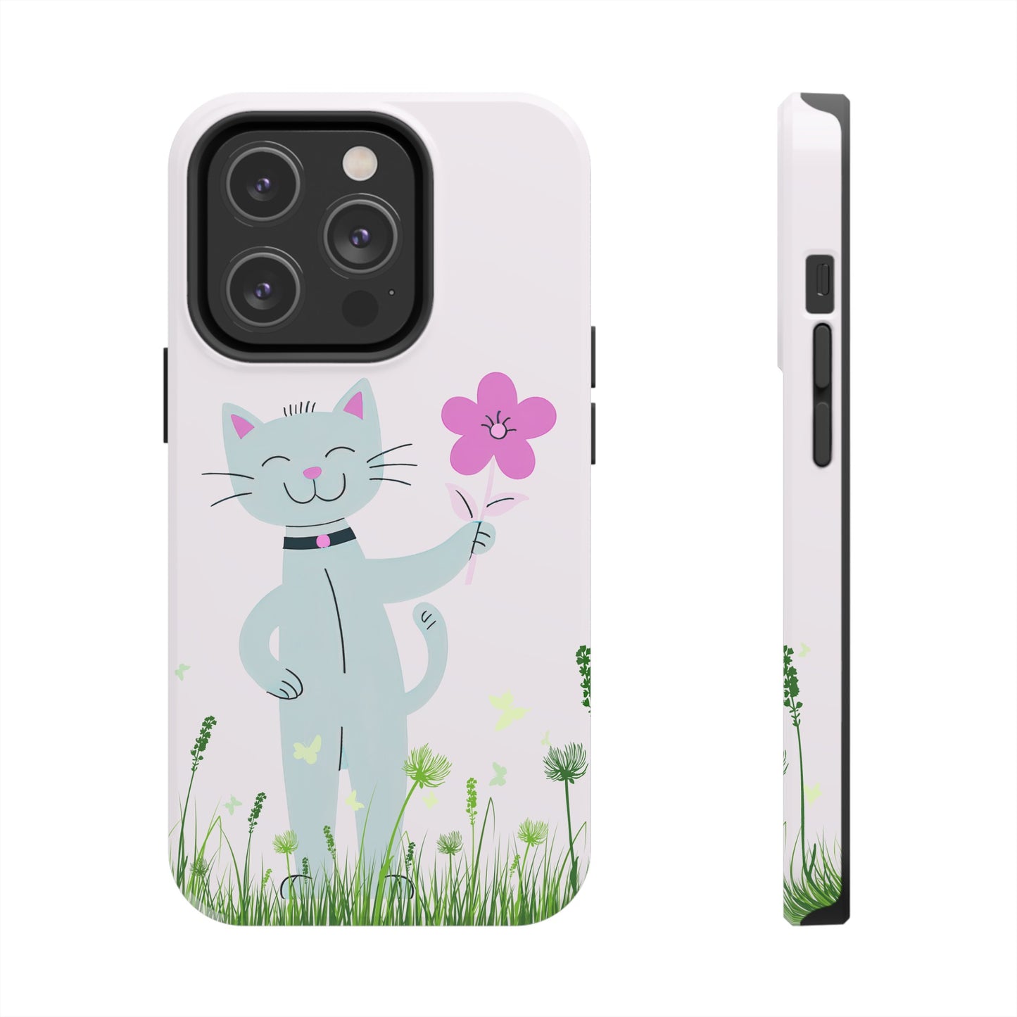 Happy Cat Giving You a Flower iPhone Case