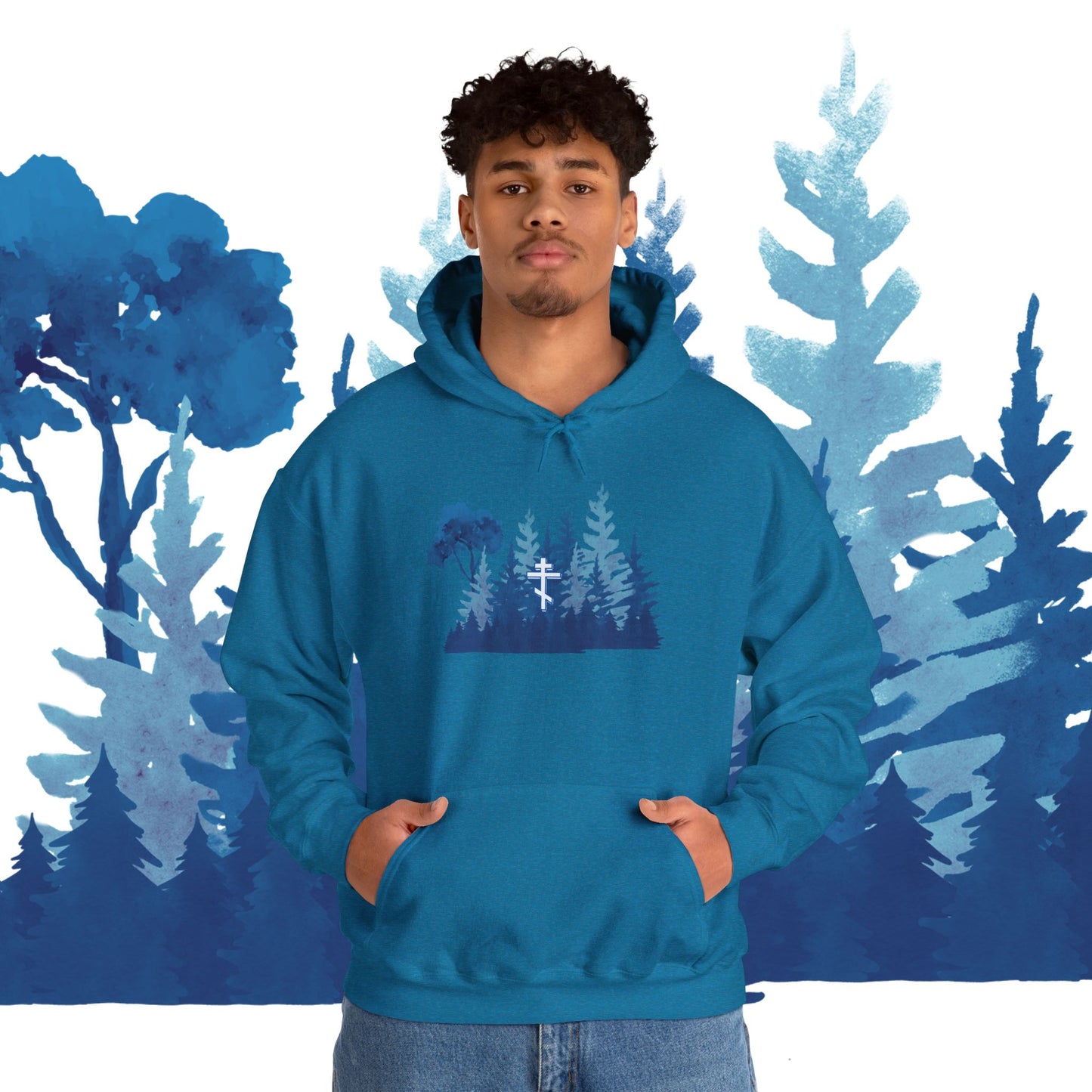 Orthodox Cross Blue Forest Hoodie