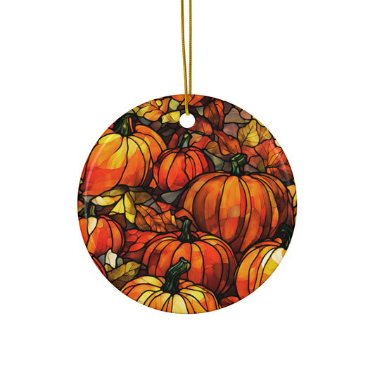 Pumpkin Ceramic Ornament - Stained Glass Effect