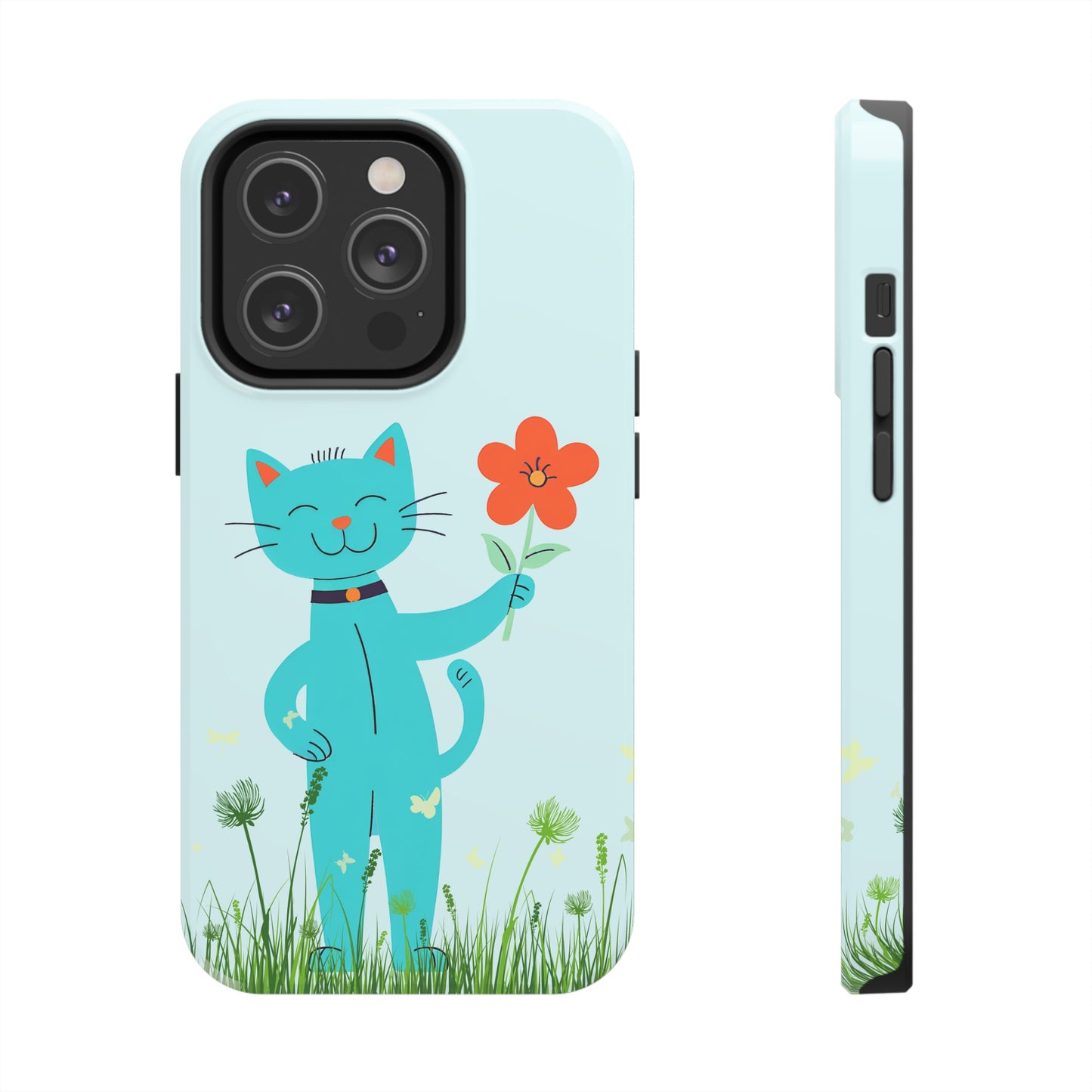 Happy Cat Giving You a Flower iPhone Case