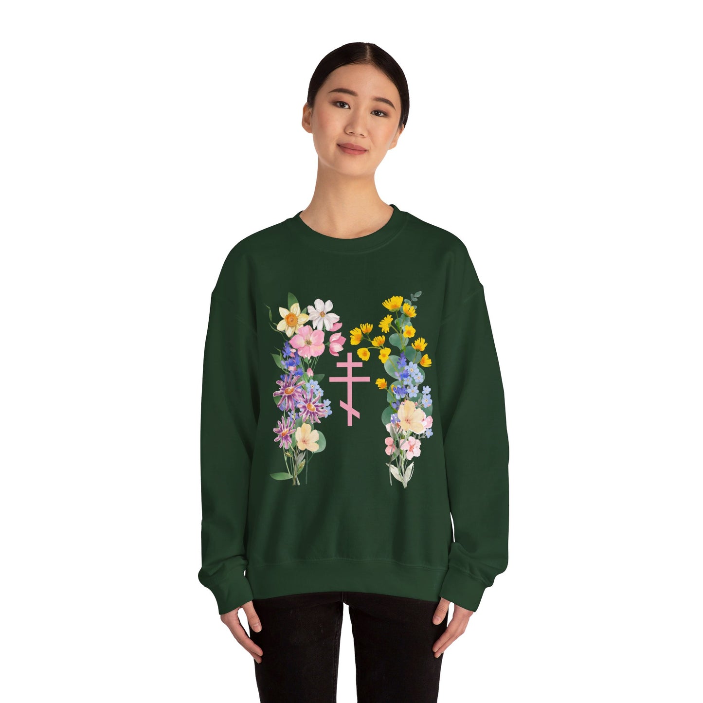 Wildflower Orthodox Cross Crewneck Sweatshirt