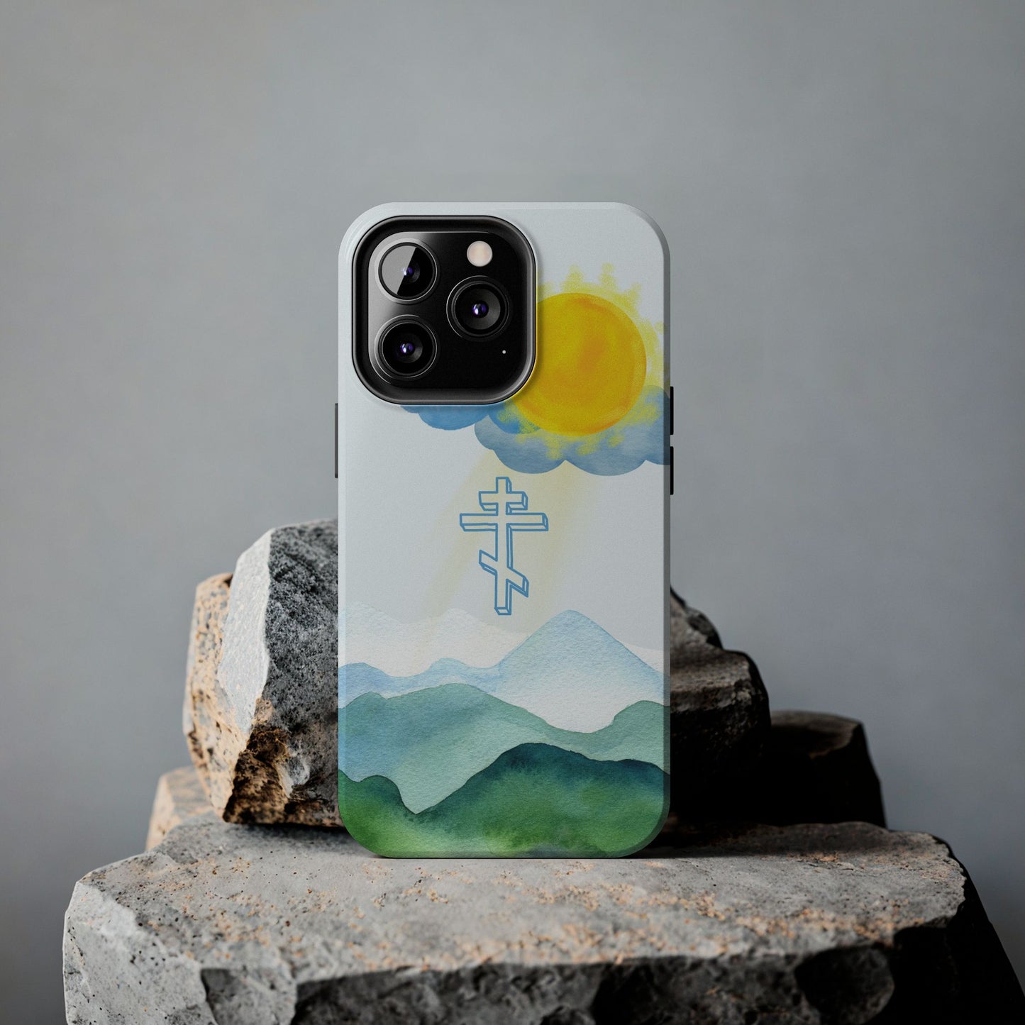 Sunrise Mountain Scene Orthodox Cross Tough iPhone Case