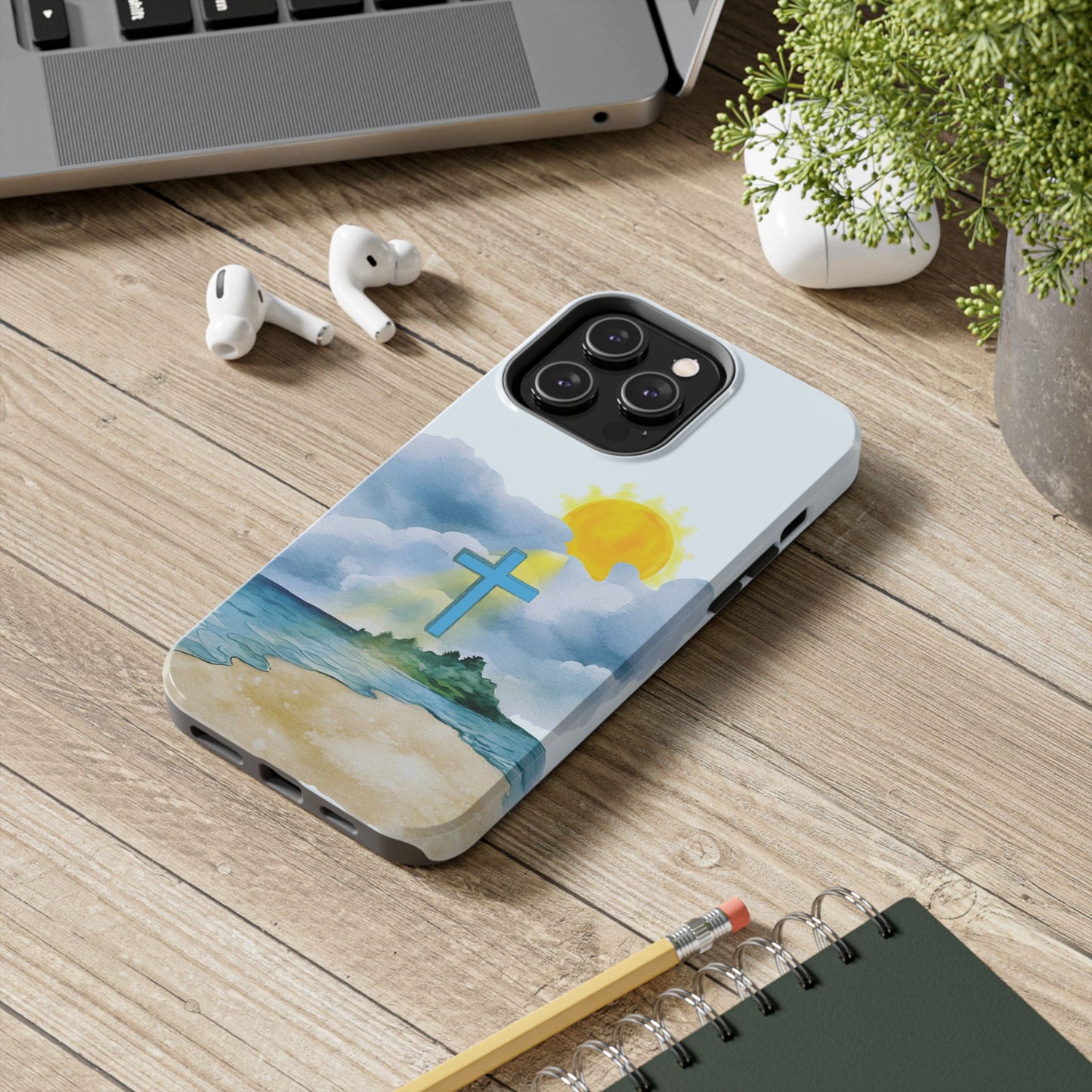 Cross Beach Scene Tough iPhone Case