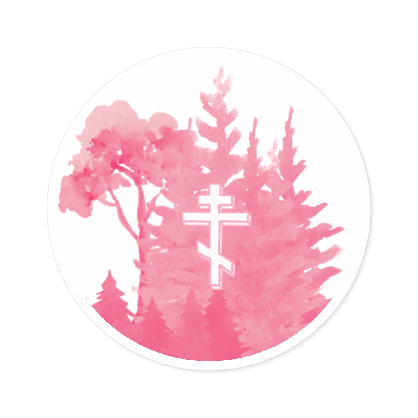 Pink Forest Cross Sticker