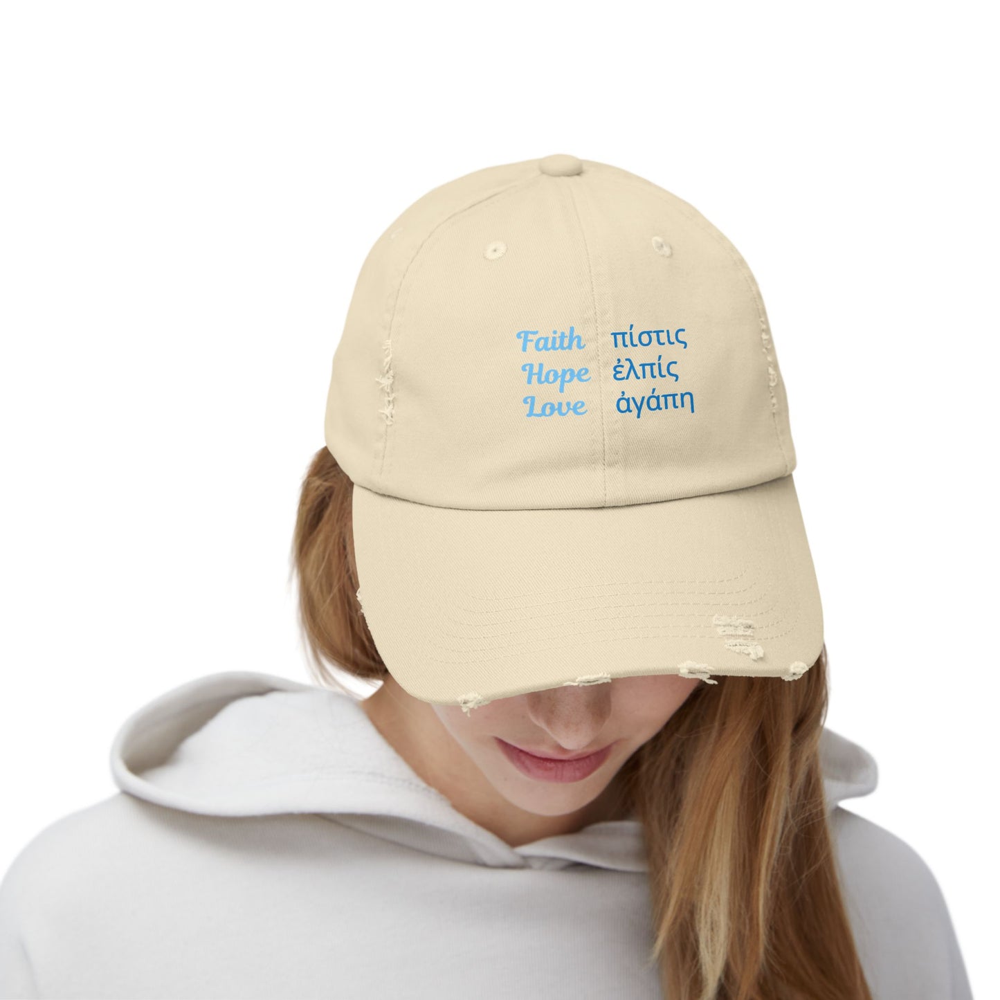 Faith Hope Love Unisex Distressed Cap