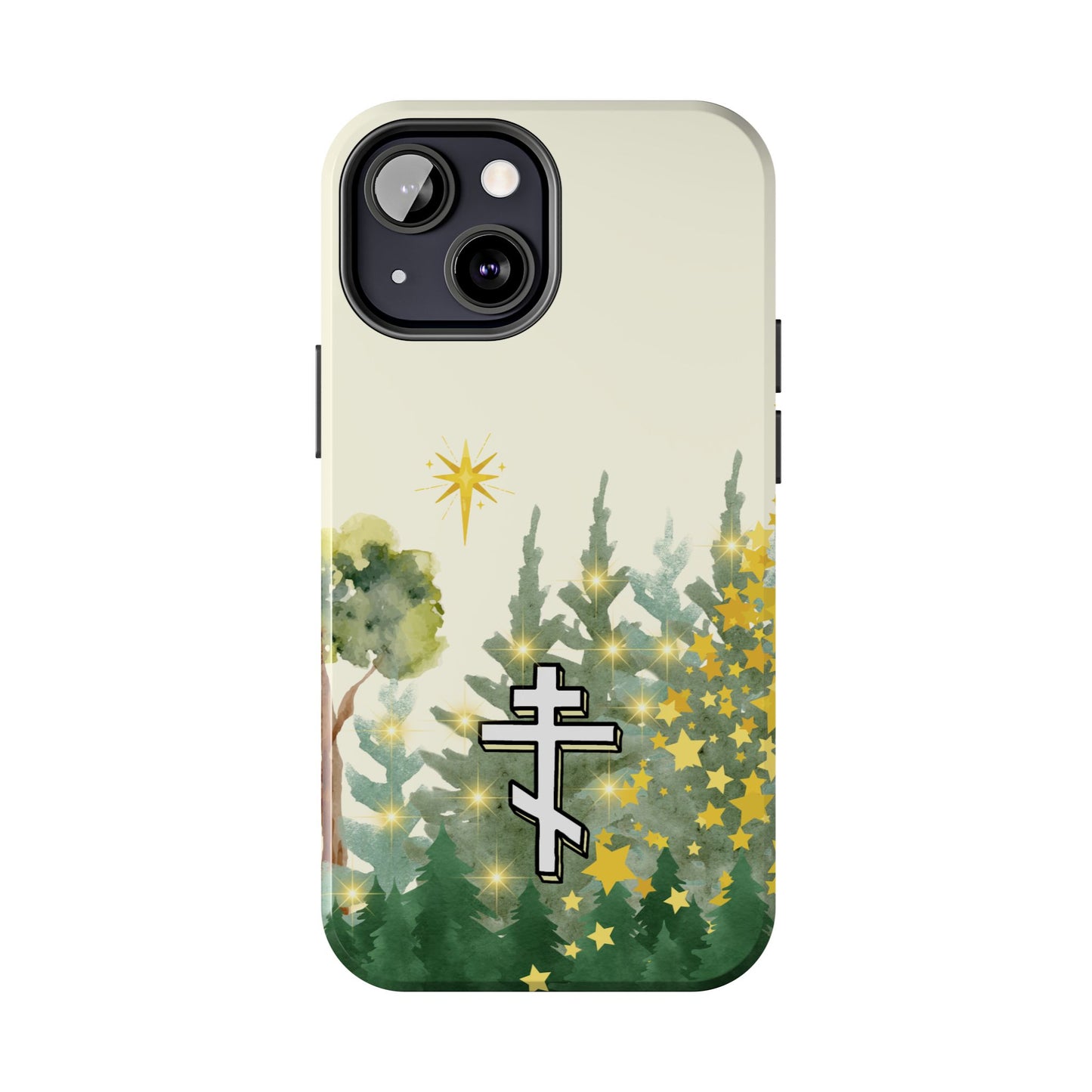 Orthodox Cross Christmas Forest Star Lights Tough iPhone Case