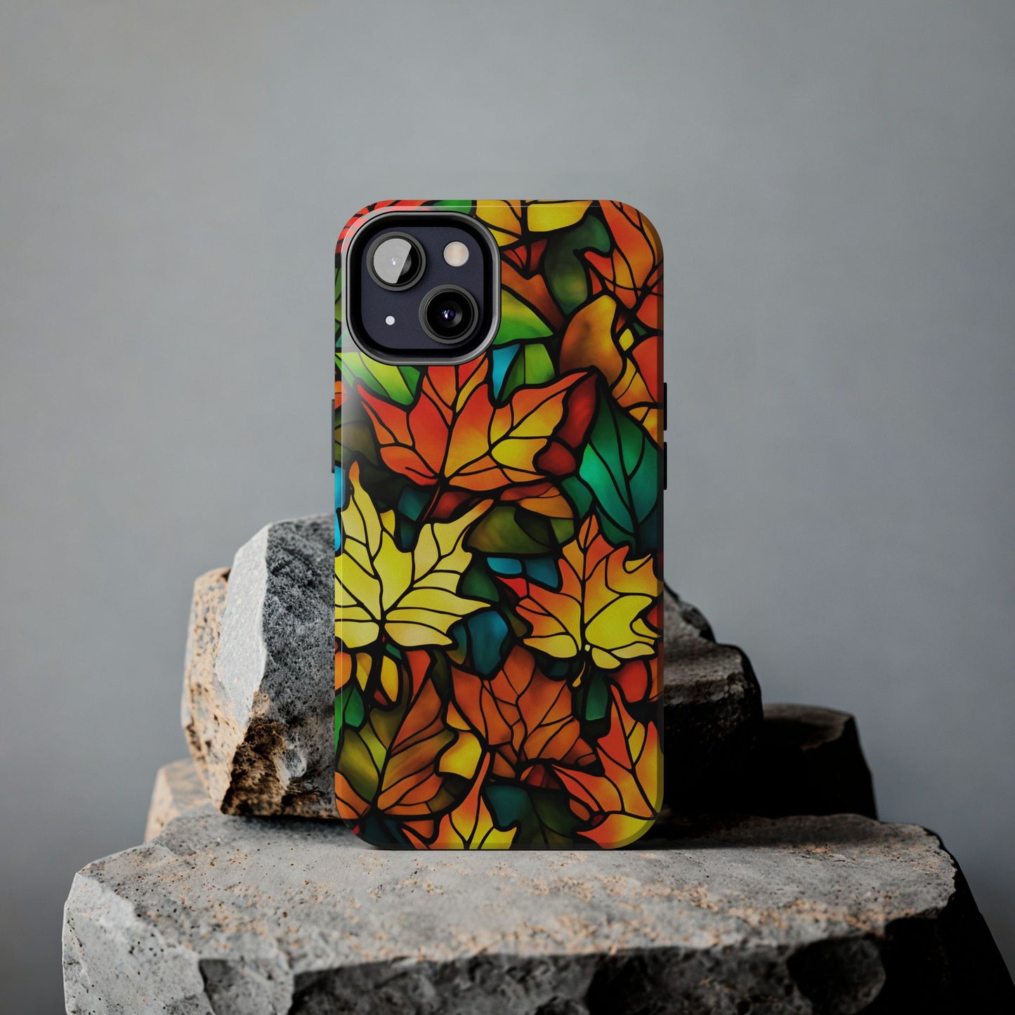 Fall Leaves iPhone Case Stained Glass Effect