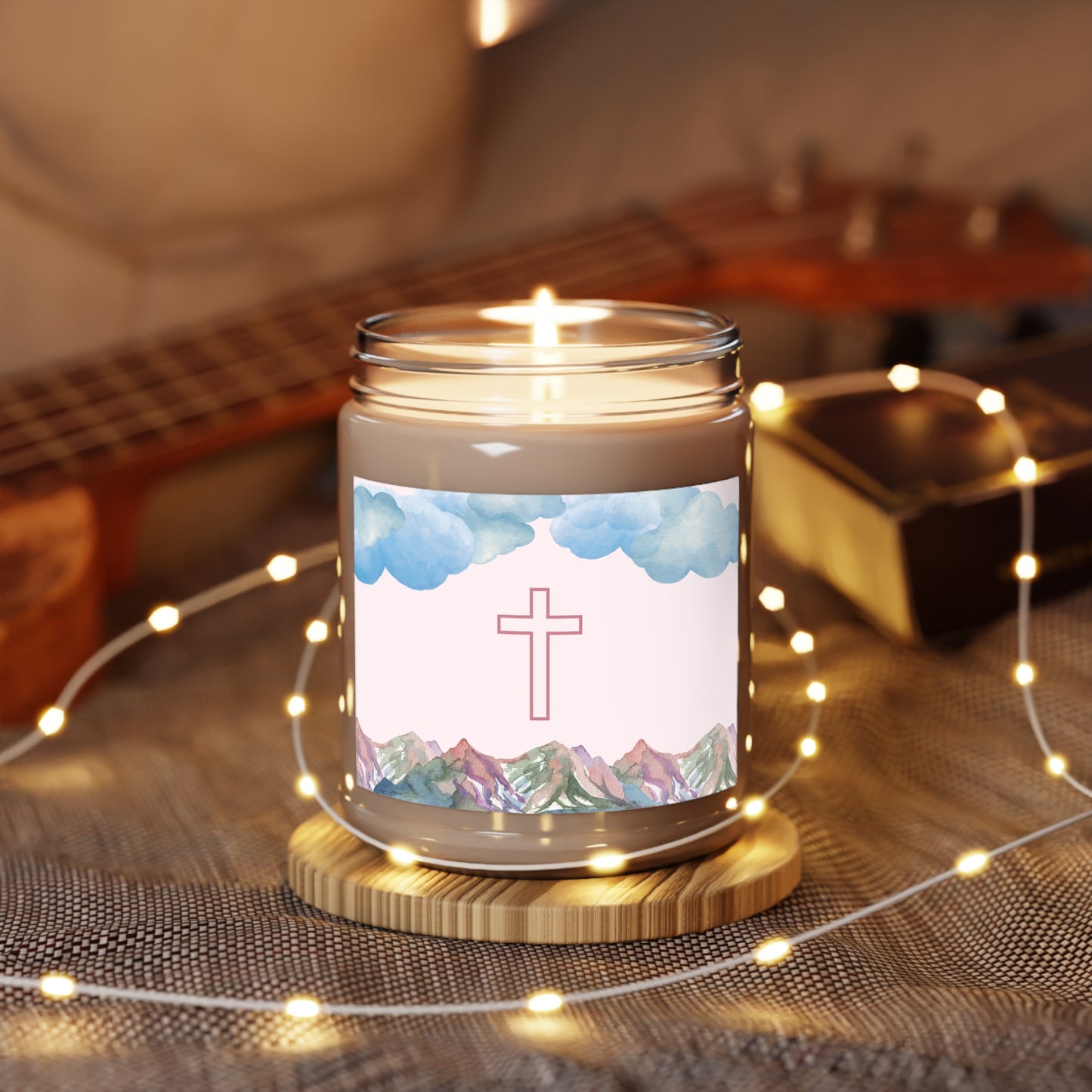 Mountain Clouds Cross Scented Soy Candle