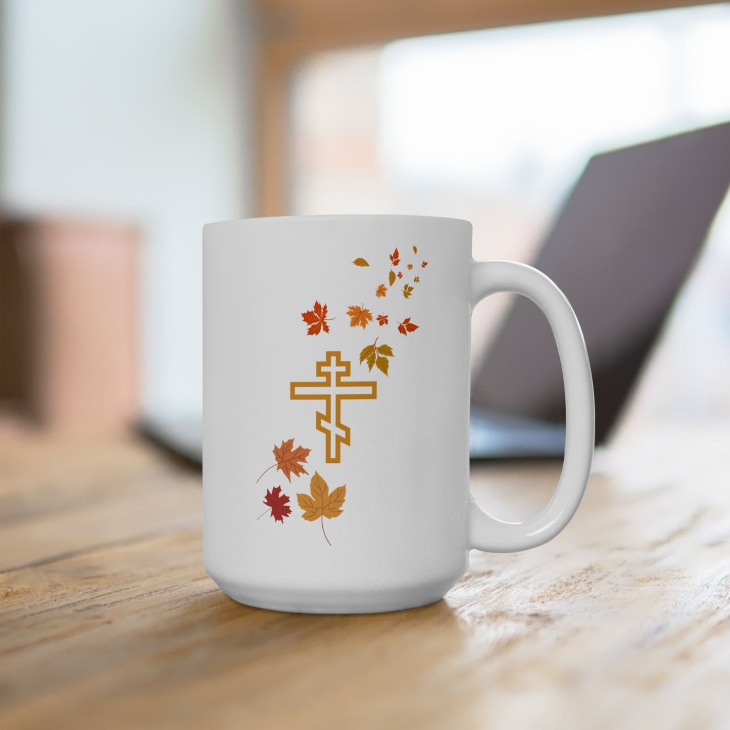 Autumn Leaves Orthodox Cross Coffee Mug