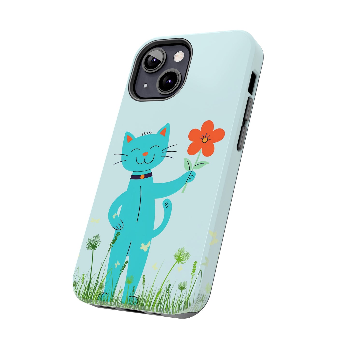 Happy Cat Giving You a Flower iPhone Case