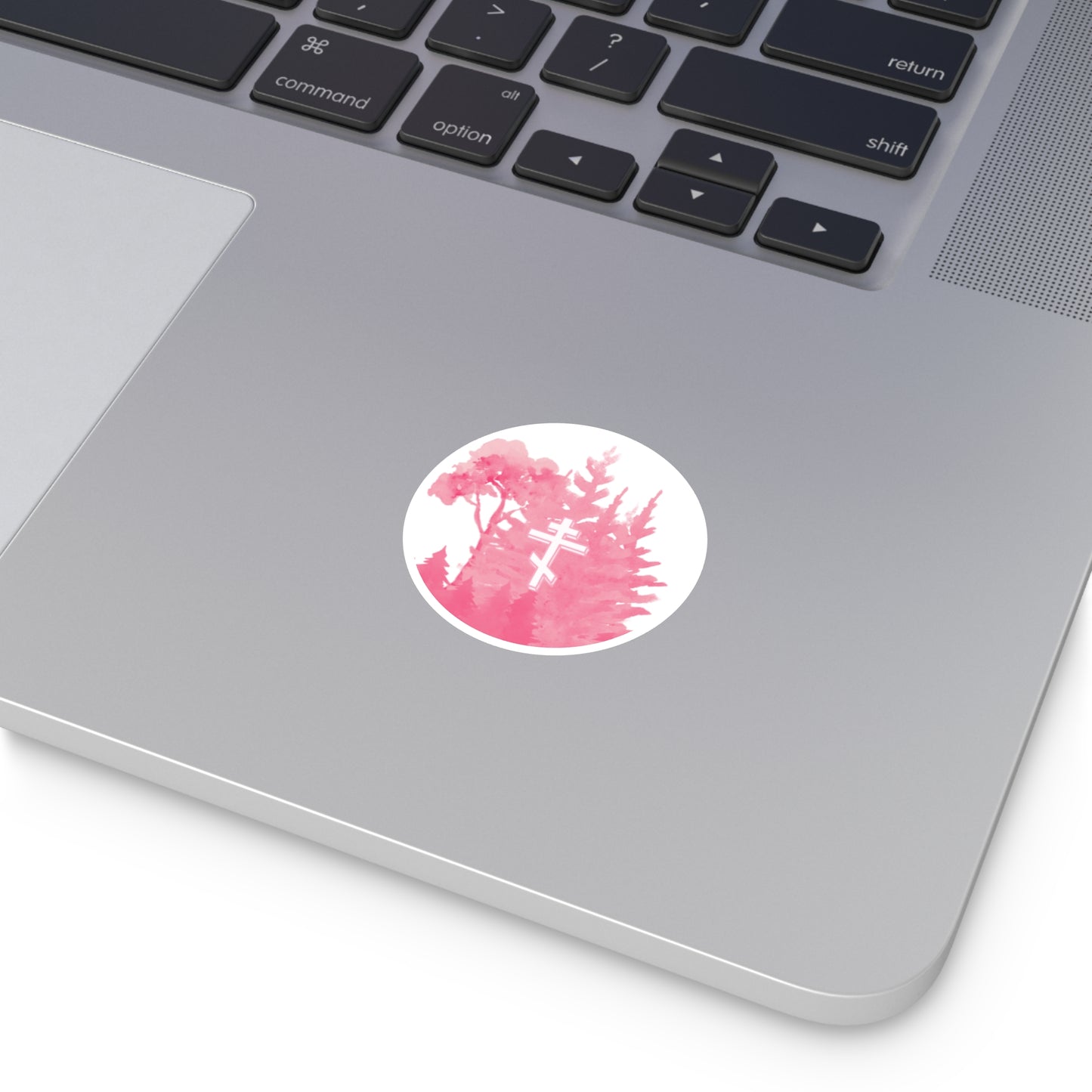 Pink Forest Cross Sticker