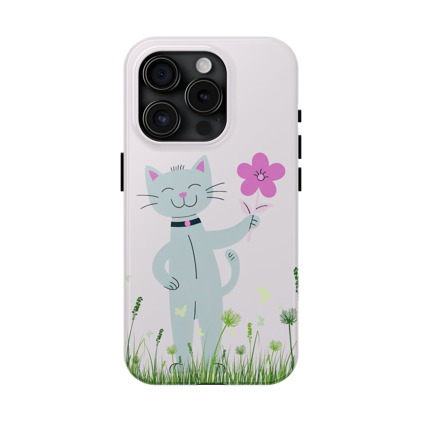 Happy Cat Giving You a Flower iPhone Case