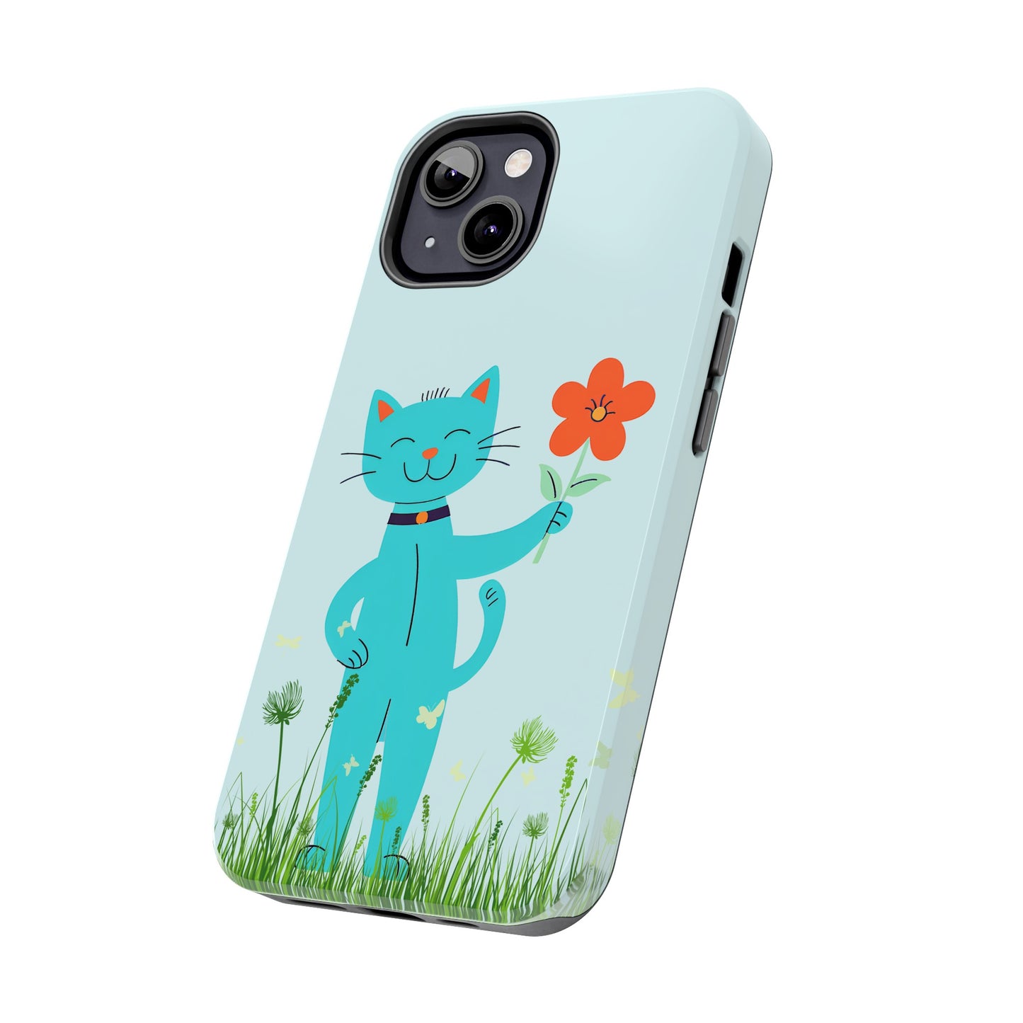 Happy Cat Giving You a Flower iPhone Case