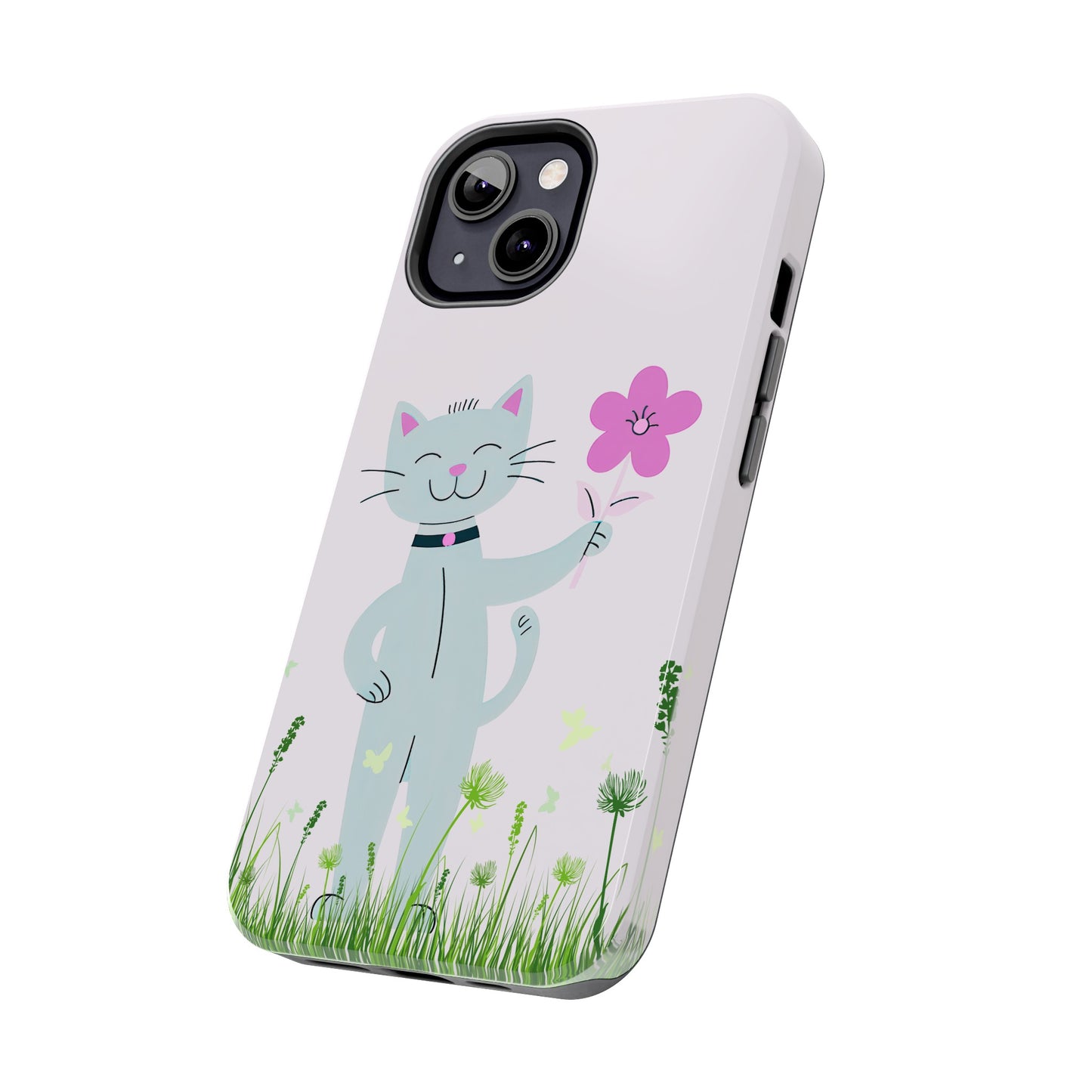 Happy Cat Giving You a Flower iPhone Case