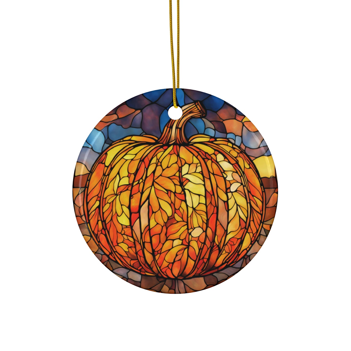 Stained Glass Effect Pumpkin Ceramic Ornament