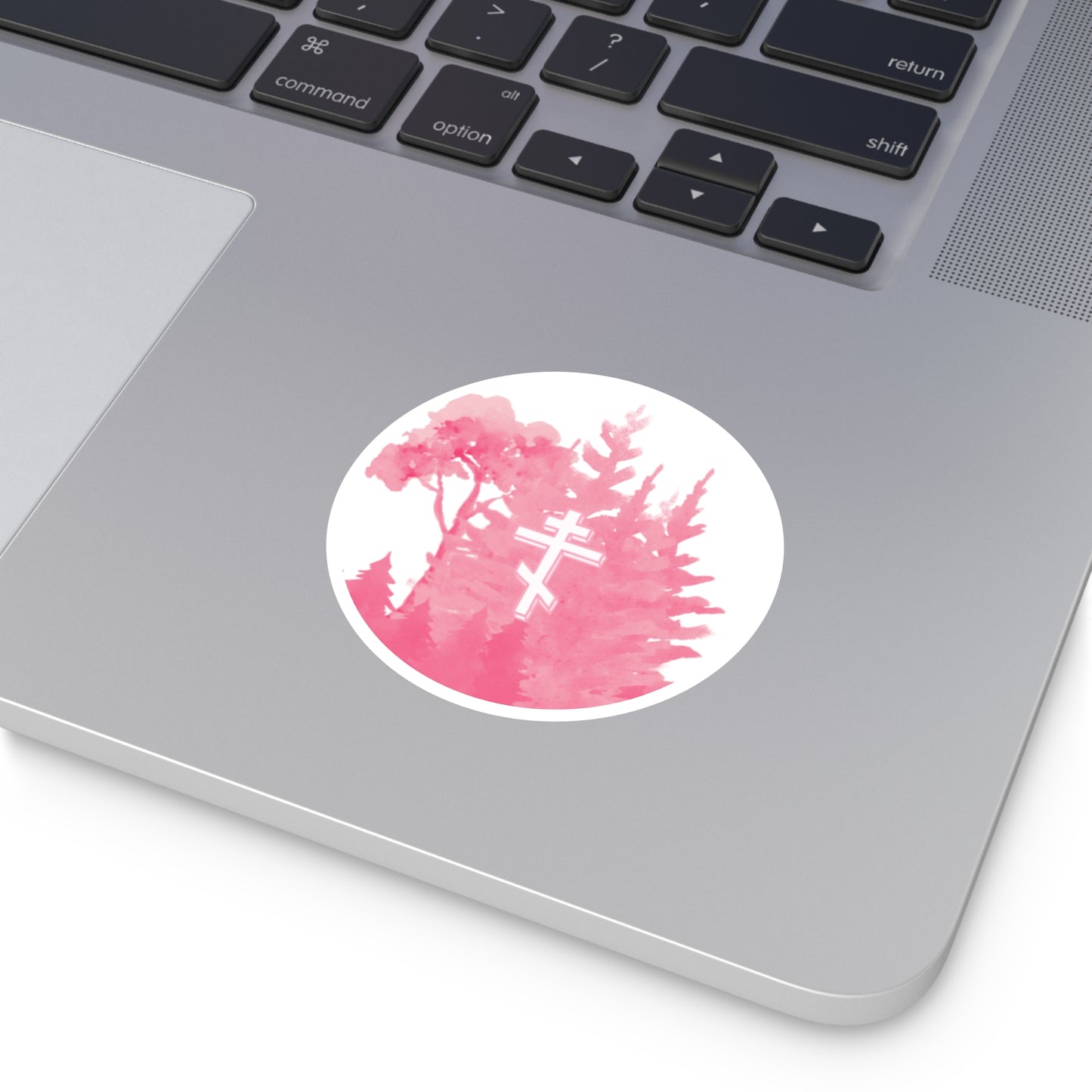 Pink Forest Cross Sticker