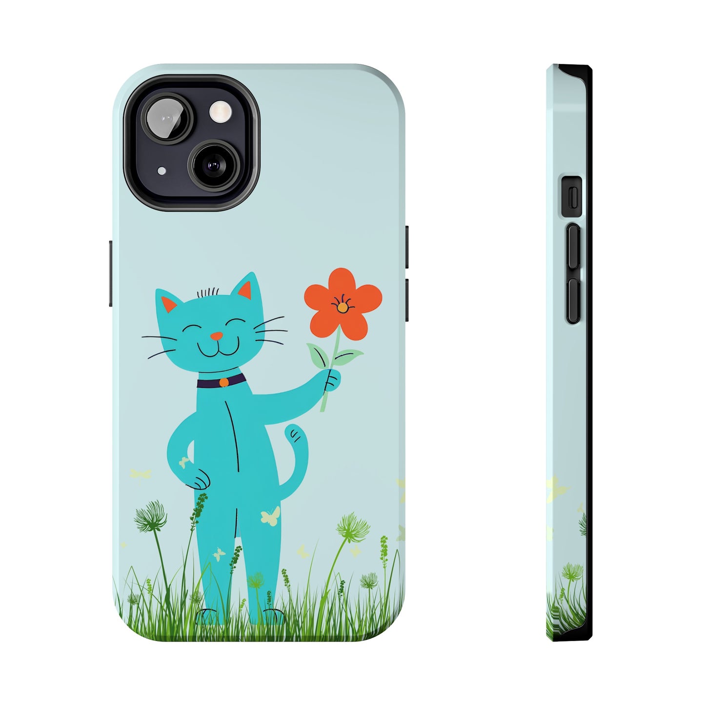 Happy Cat Giving You a Flower iPhone Case