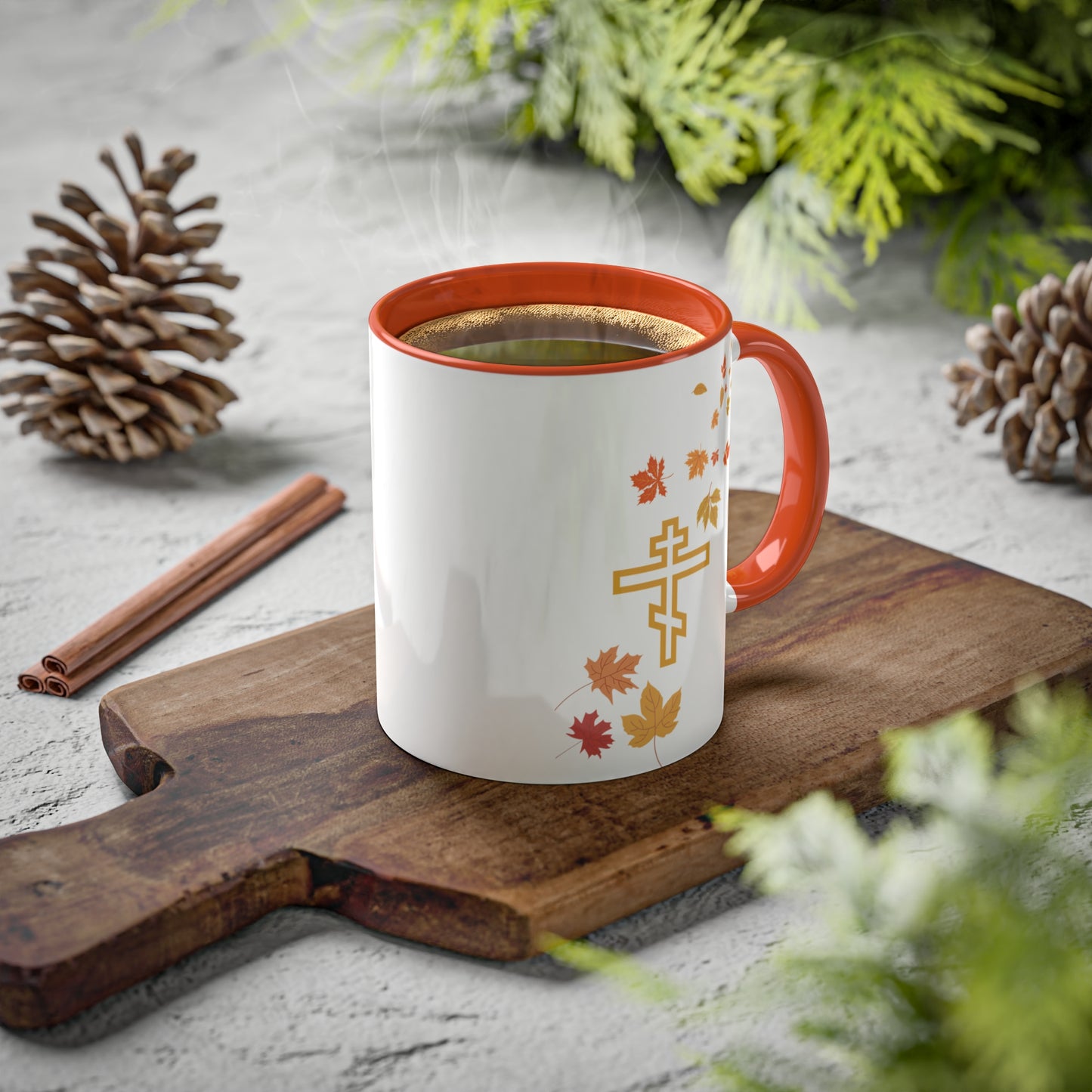 Autumn Leaves Orthodox Cross Coffee Mug