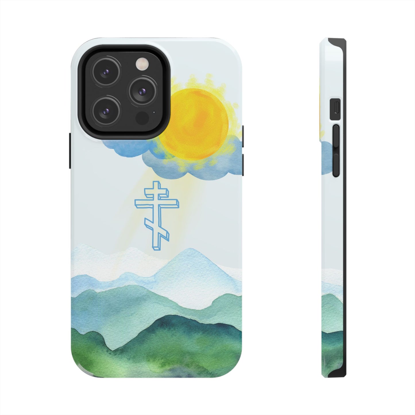 Sunrise Mountain Scene Orthodox Cross Tough iPhone Case