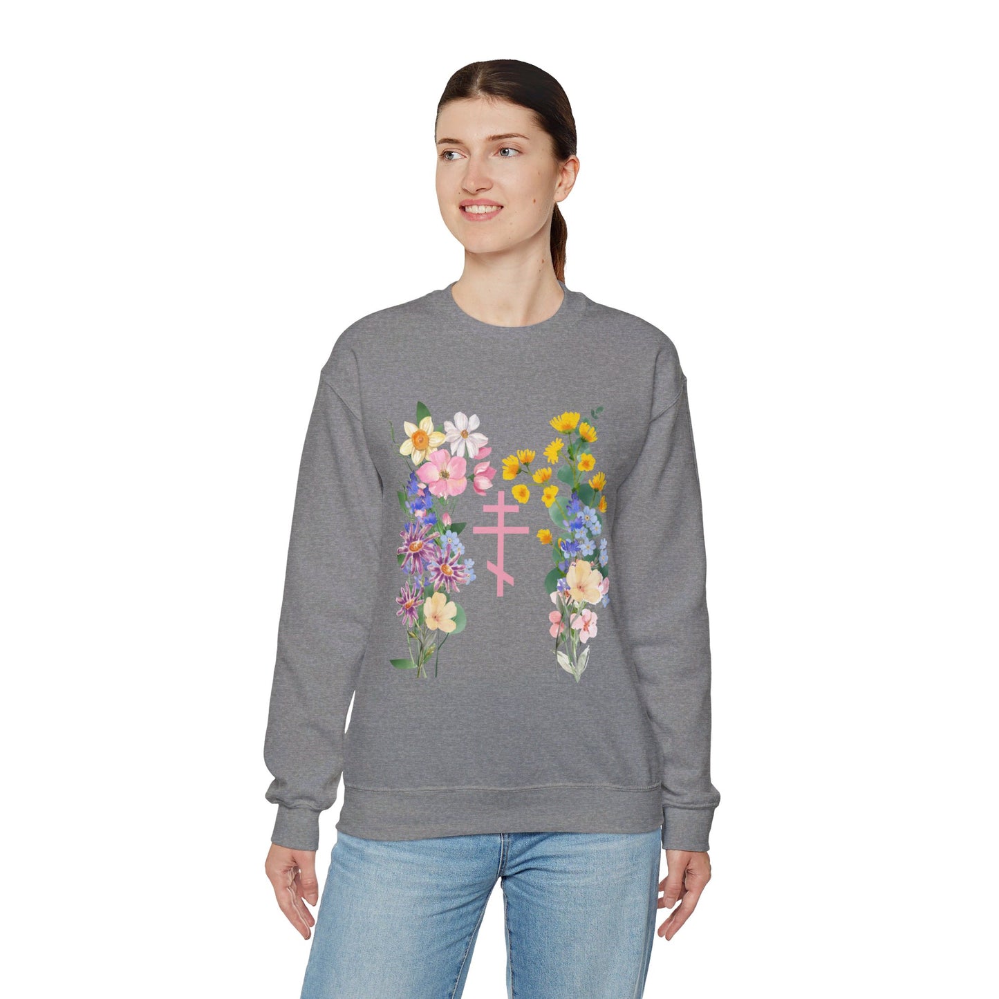 Wildflower Orthodox Cross Crewneck Sweatshirt