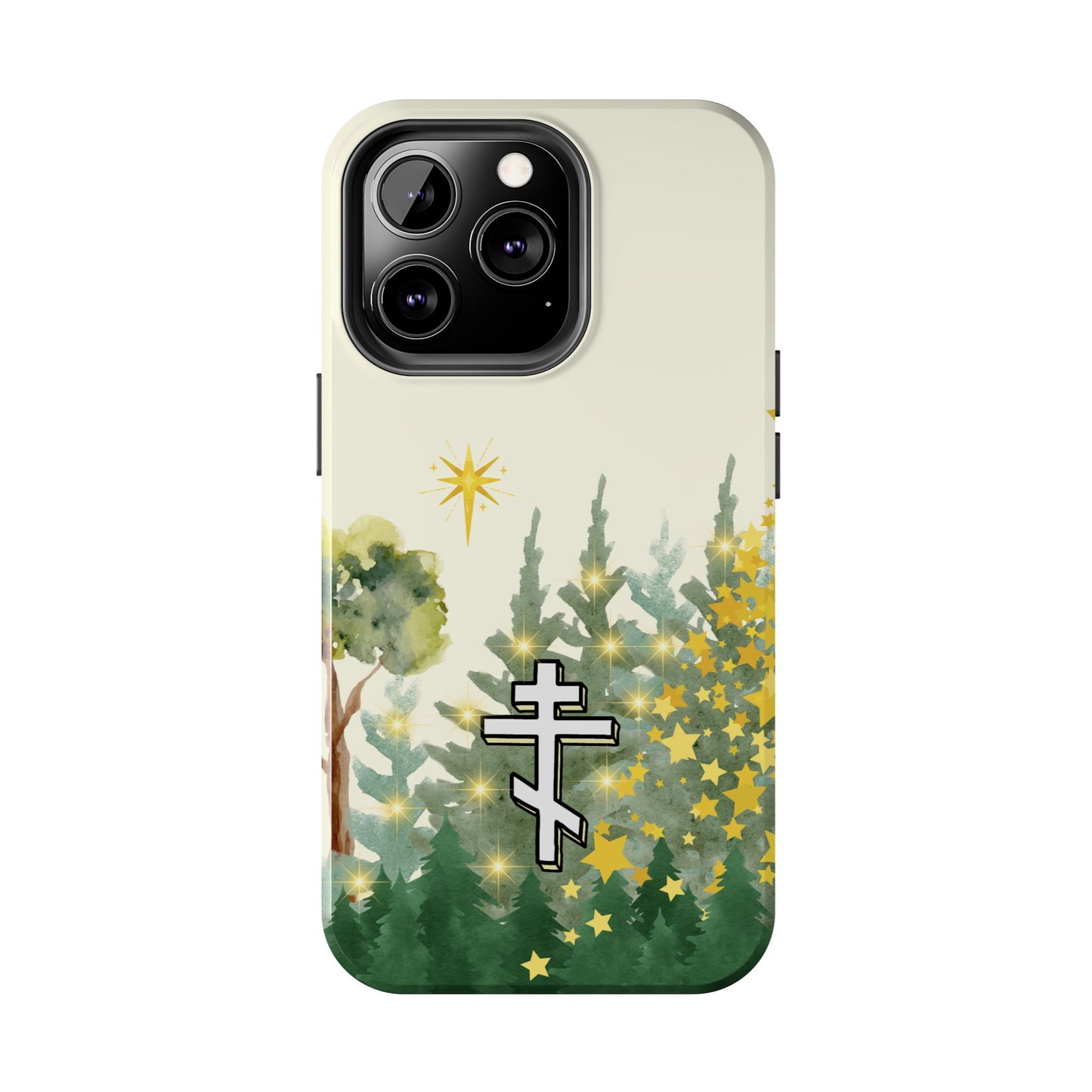 Orthodox Cross Christmas Forest Star Lights Tough iPhone Case