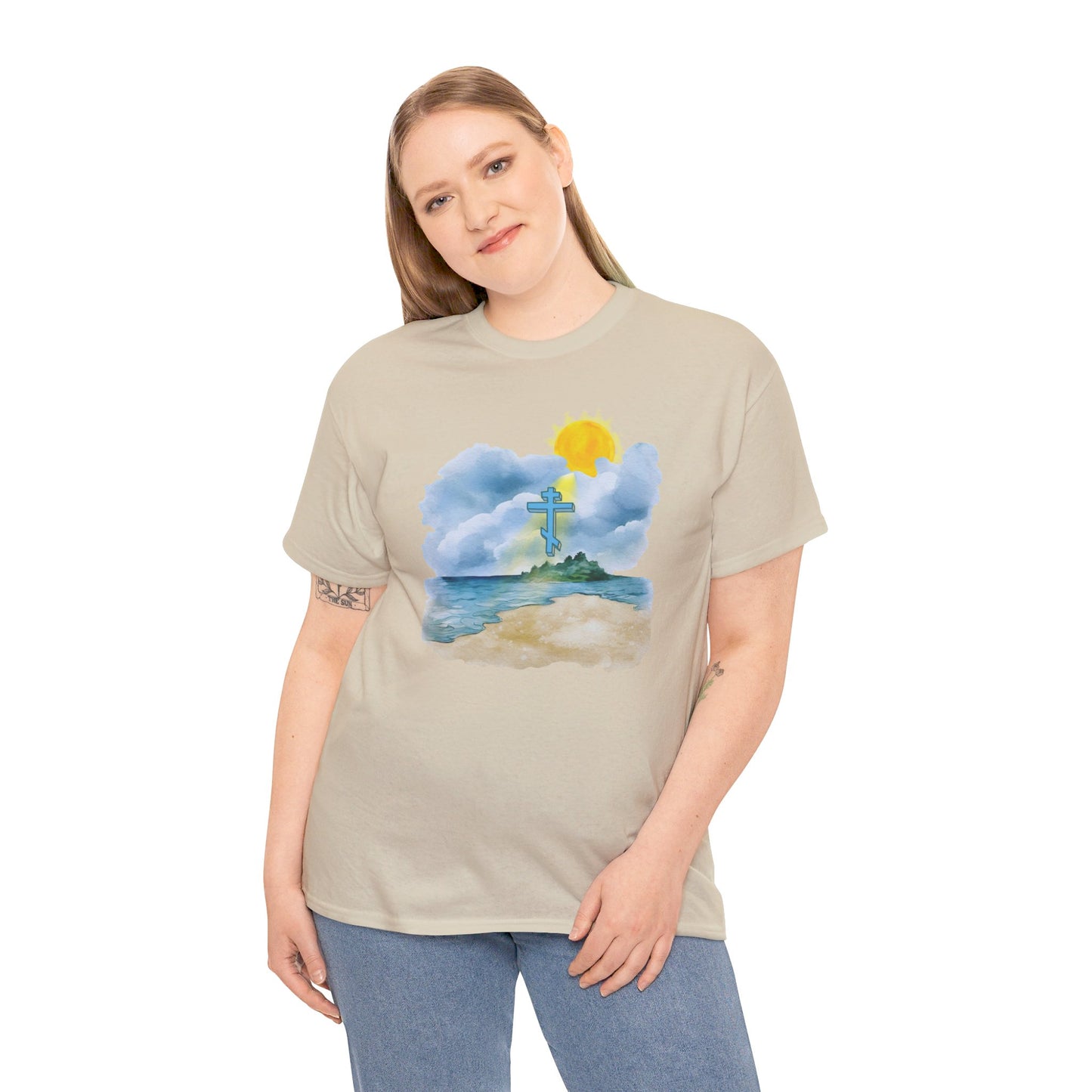 Orthodox Cross Beach Scene T-Shirt