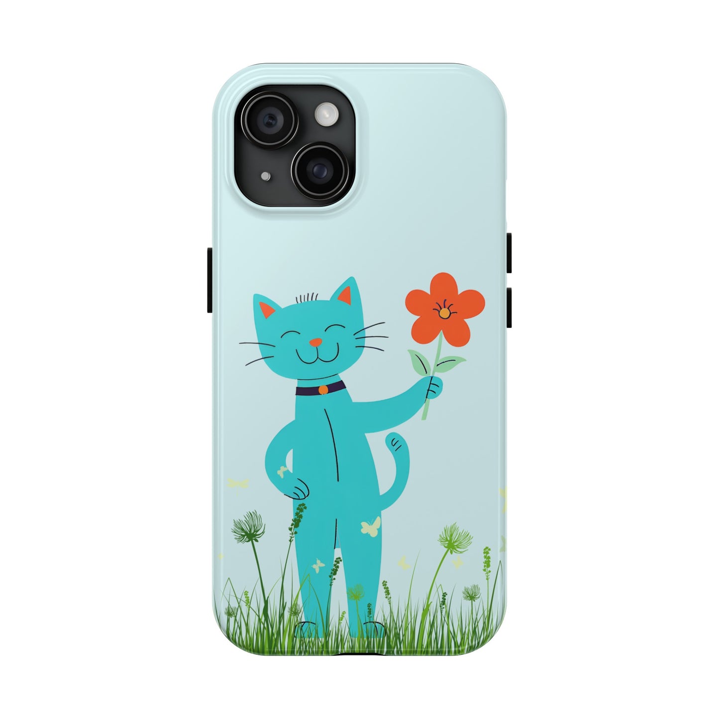 Happy Cat Giving You a Flower iPhone Case