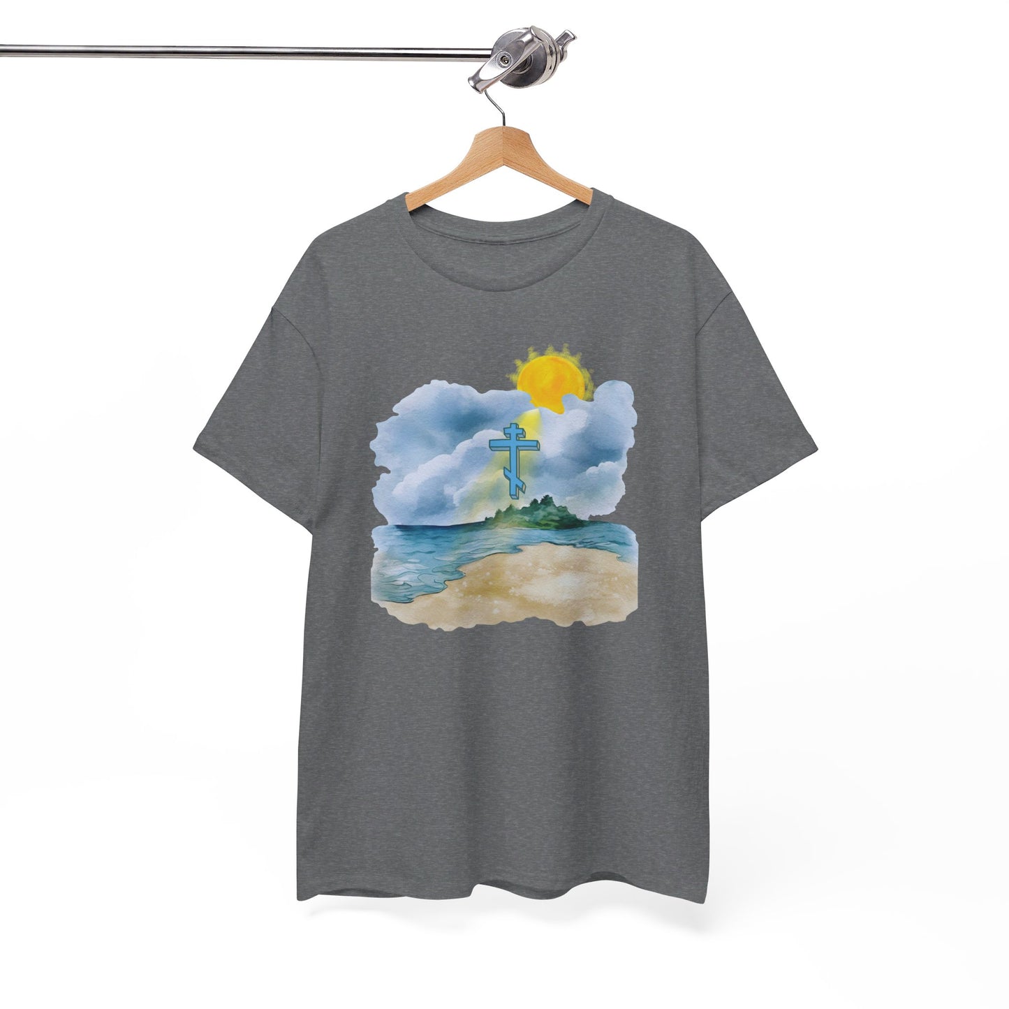 Orthodox Cross Beach Scene T-Shirt