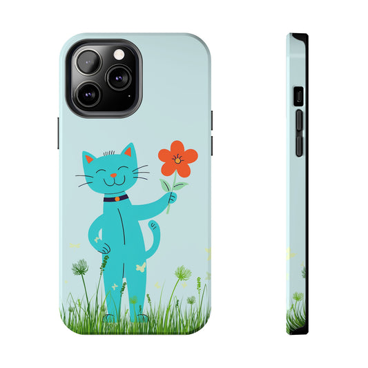 Happy Cat Giving You a Flower iPhone Case