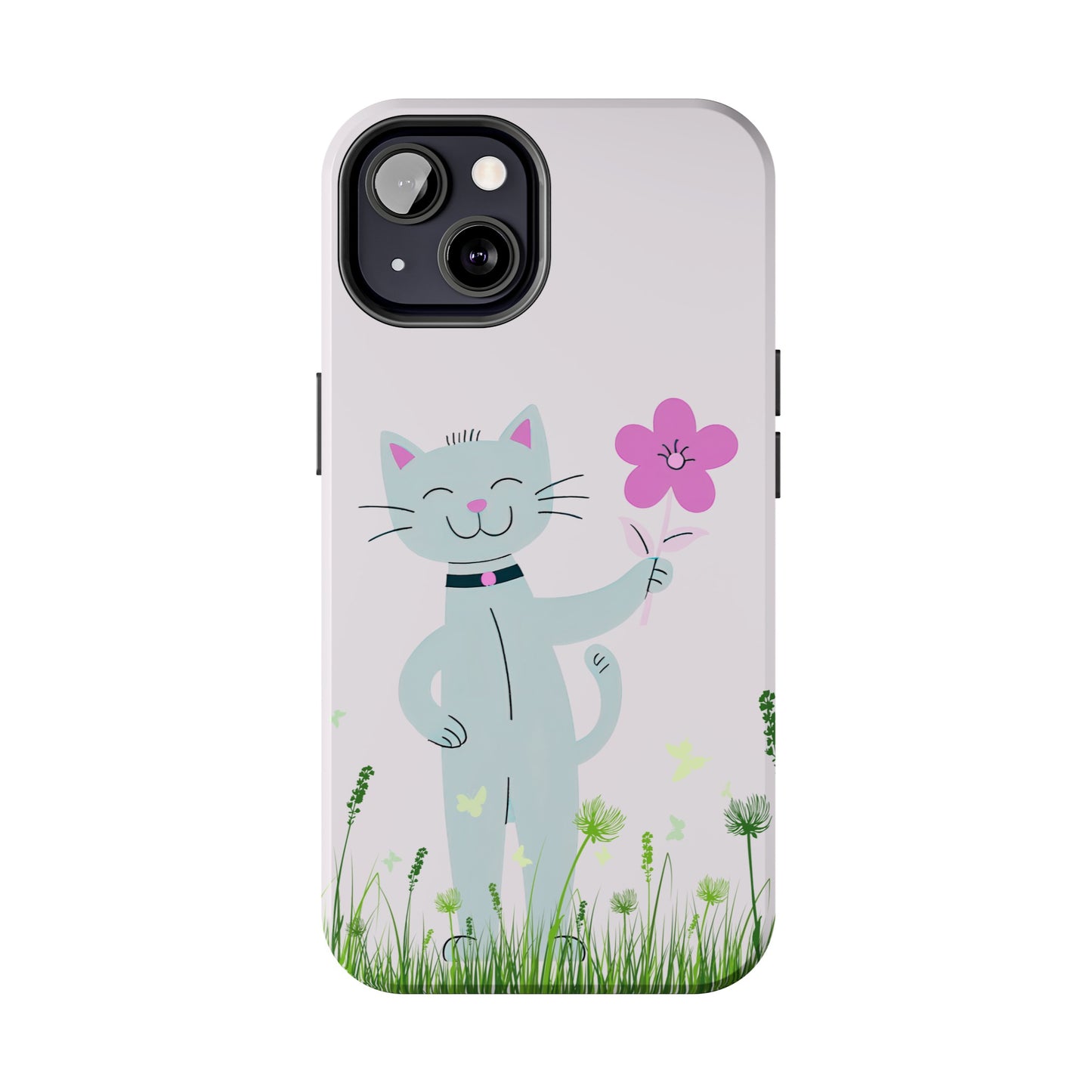 Happy Cat Giving You a Flower iPhone Case