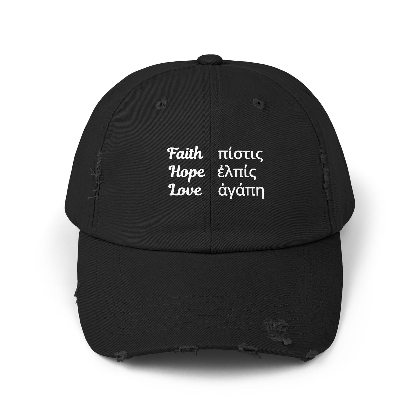 Faith Hope Love Unisex Distressed Cap