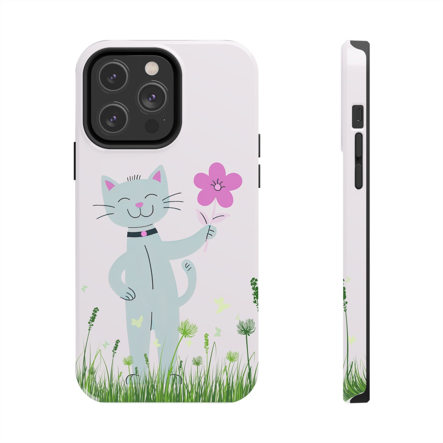 Happy Cat Giving You a Flower iPhone Case