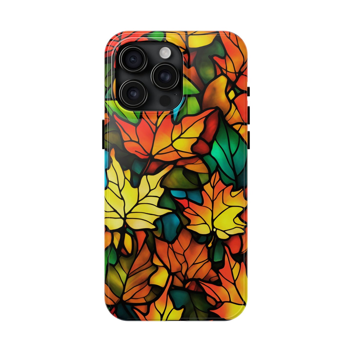 Fall Leaves iPhone Case Stained Glass Effect