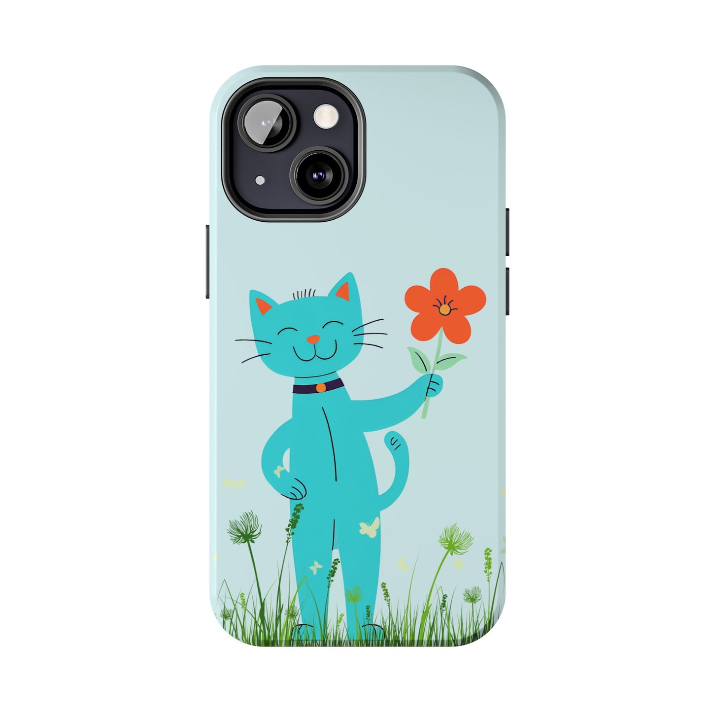 Happy Cat Giving You a Flower iPhone Case