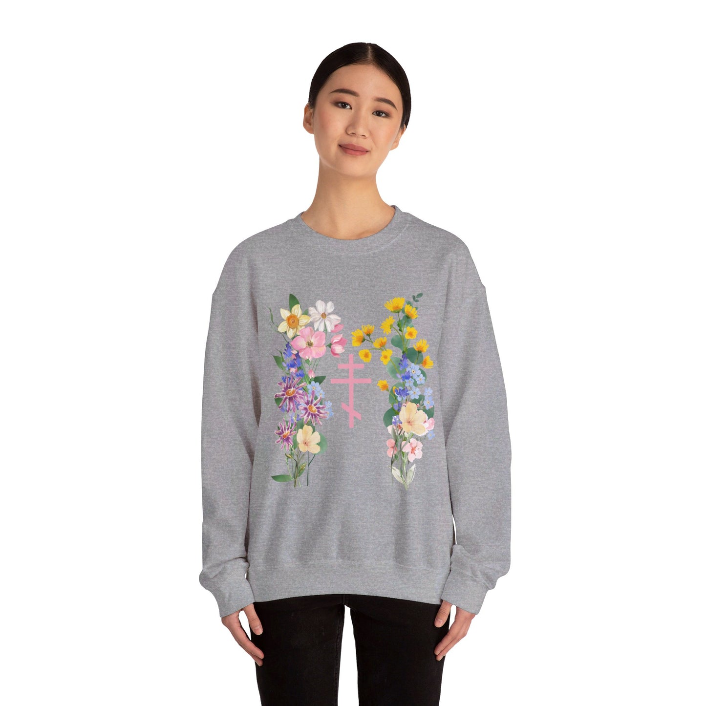 Wildflower Orthodox Cross Crewneck Sweatshirt