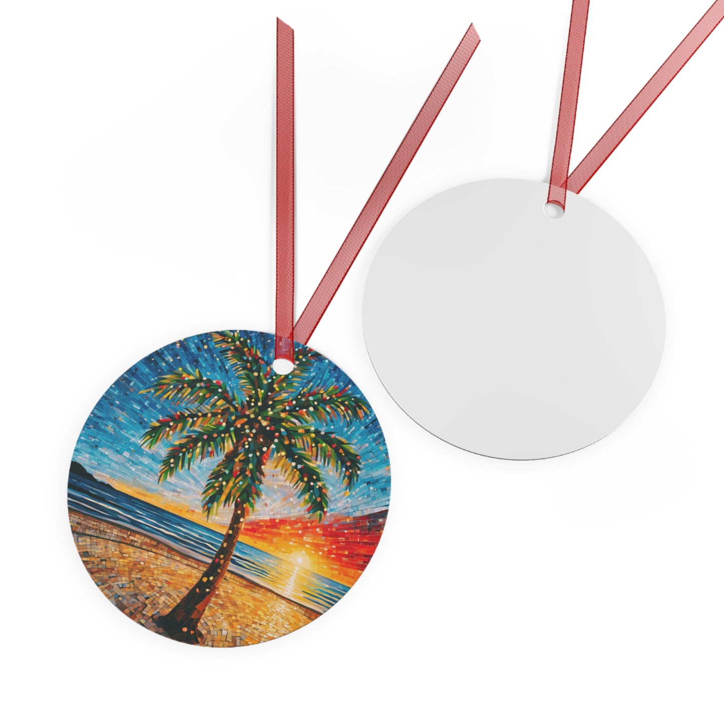 Beach Christmas Palm Tree Metal Ornament