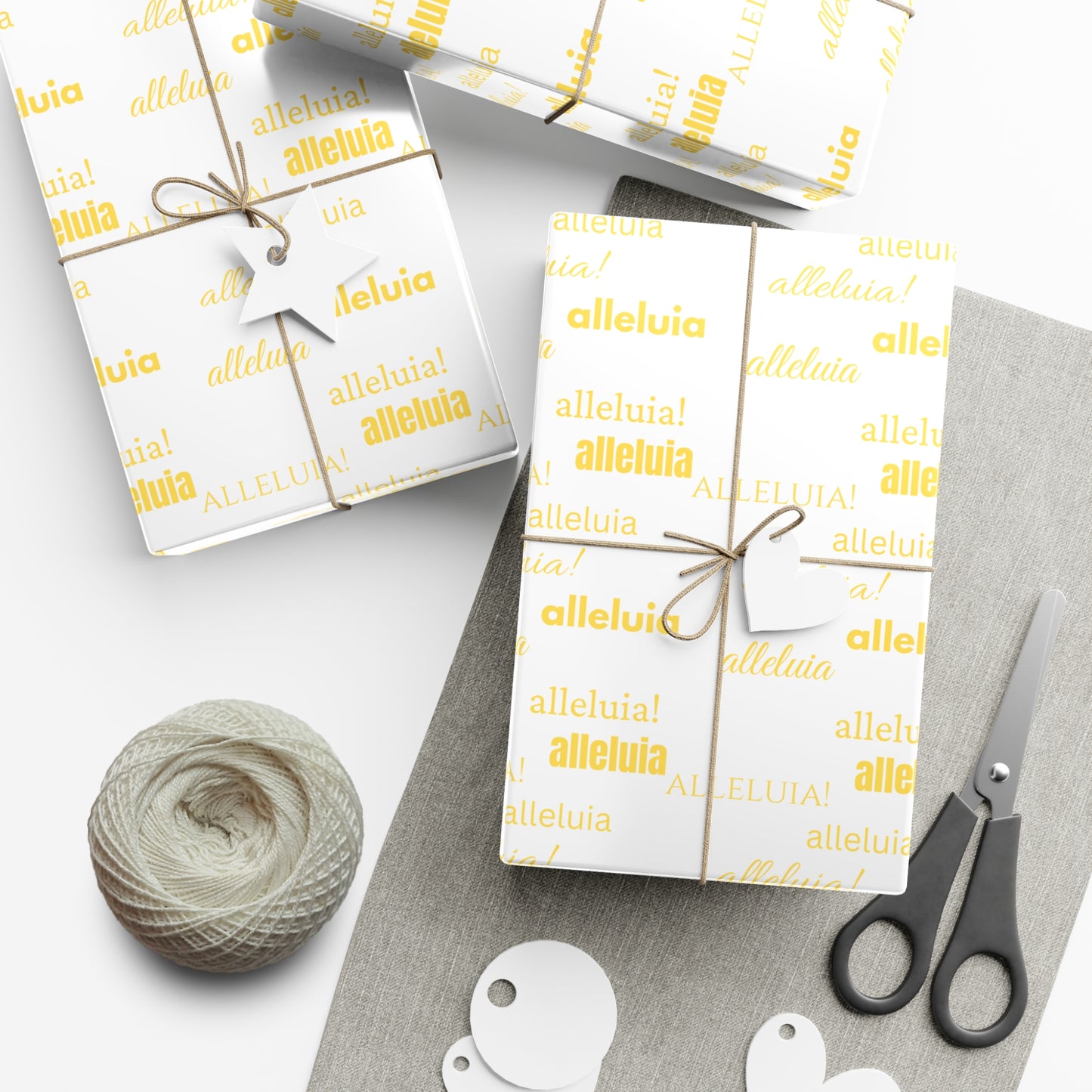 Alleluia Christmas Gift Wrap Papers Yellow