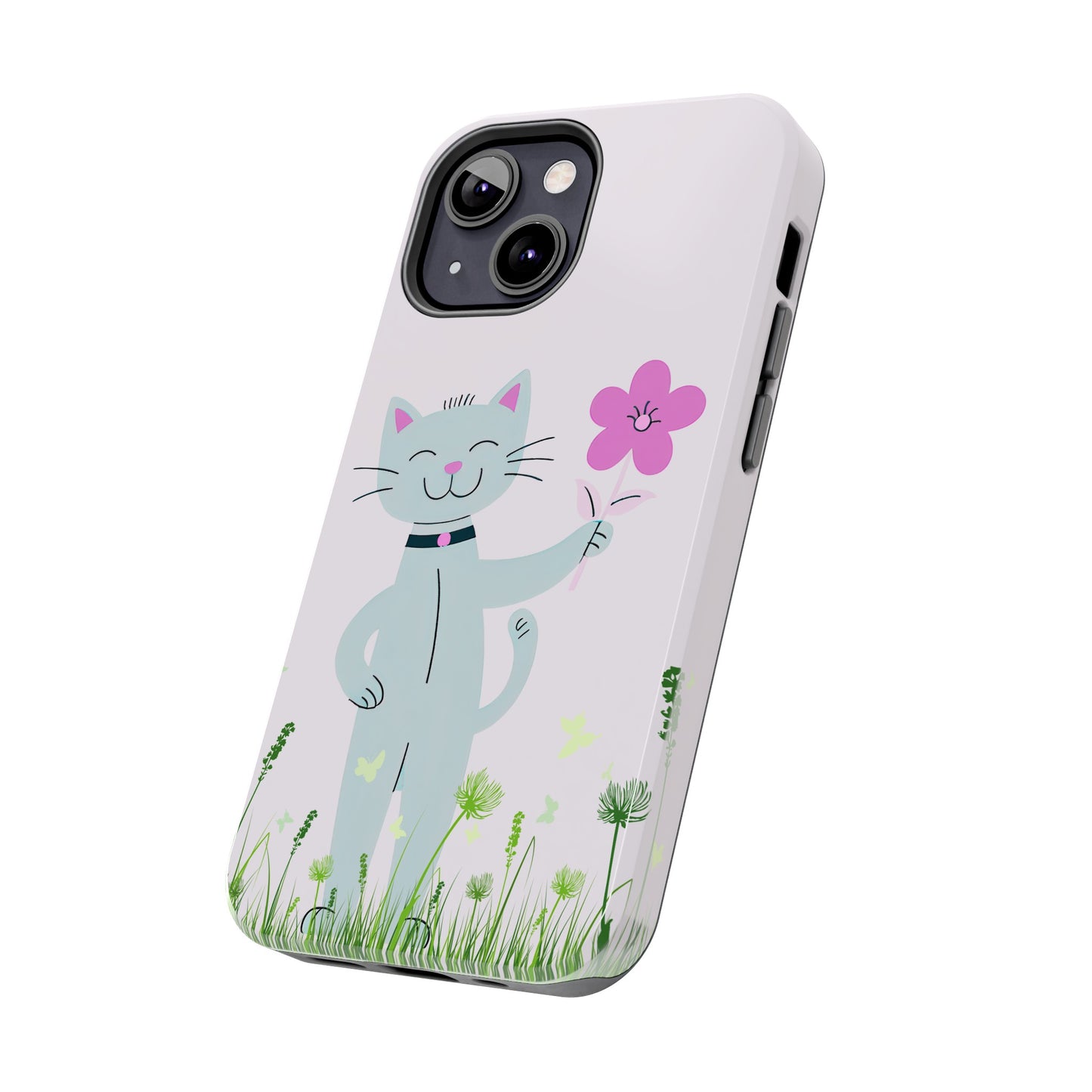 Happy Cat Giving You a Flower iPhone Case