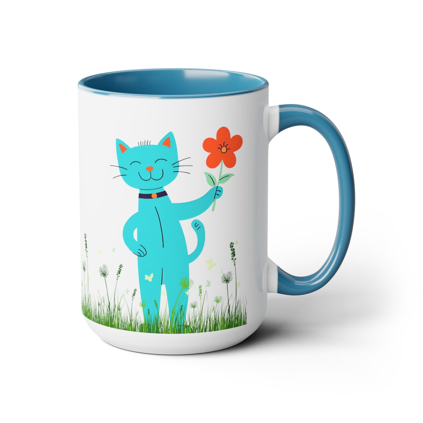 Happy Cat Giving You a Flower Mug