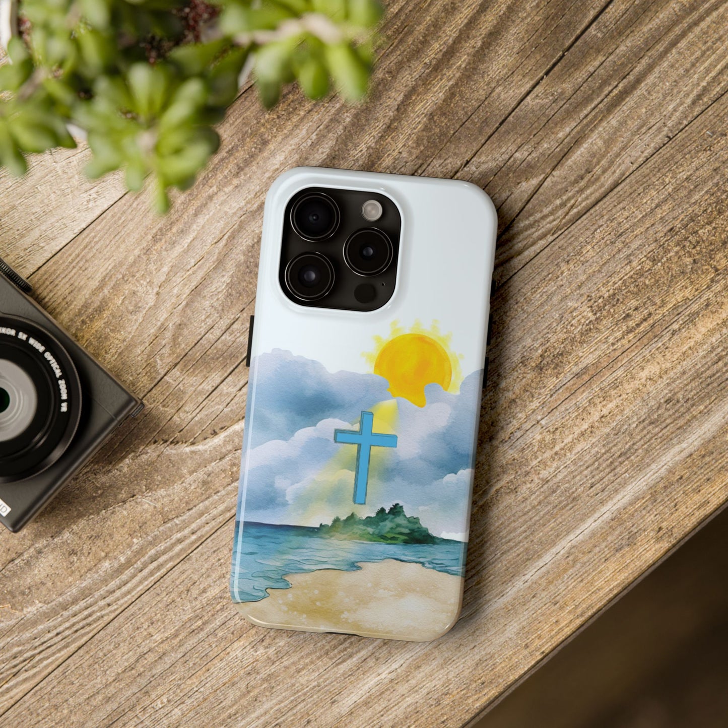 Cross Beach Scene Tough iPhone Case