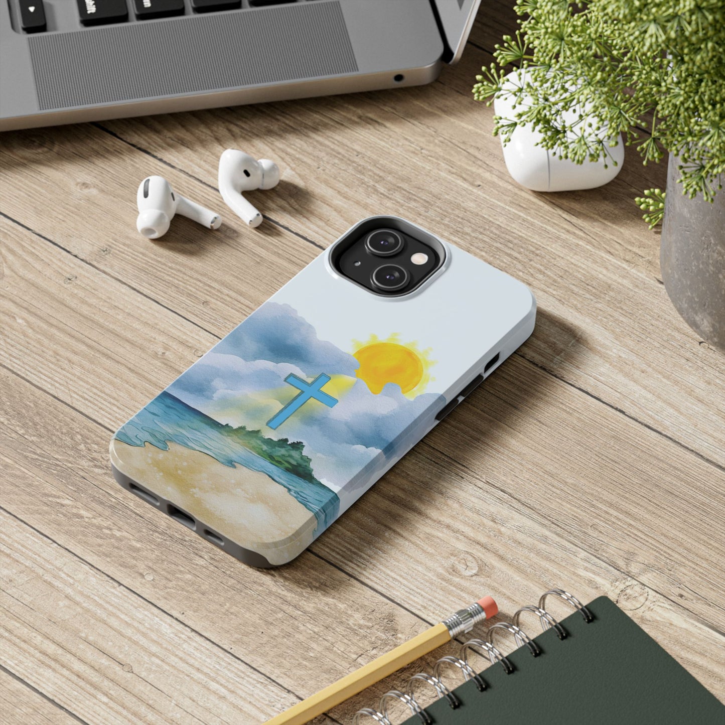 Cross Beach Scene Tough iPhone Case