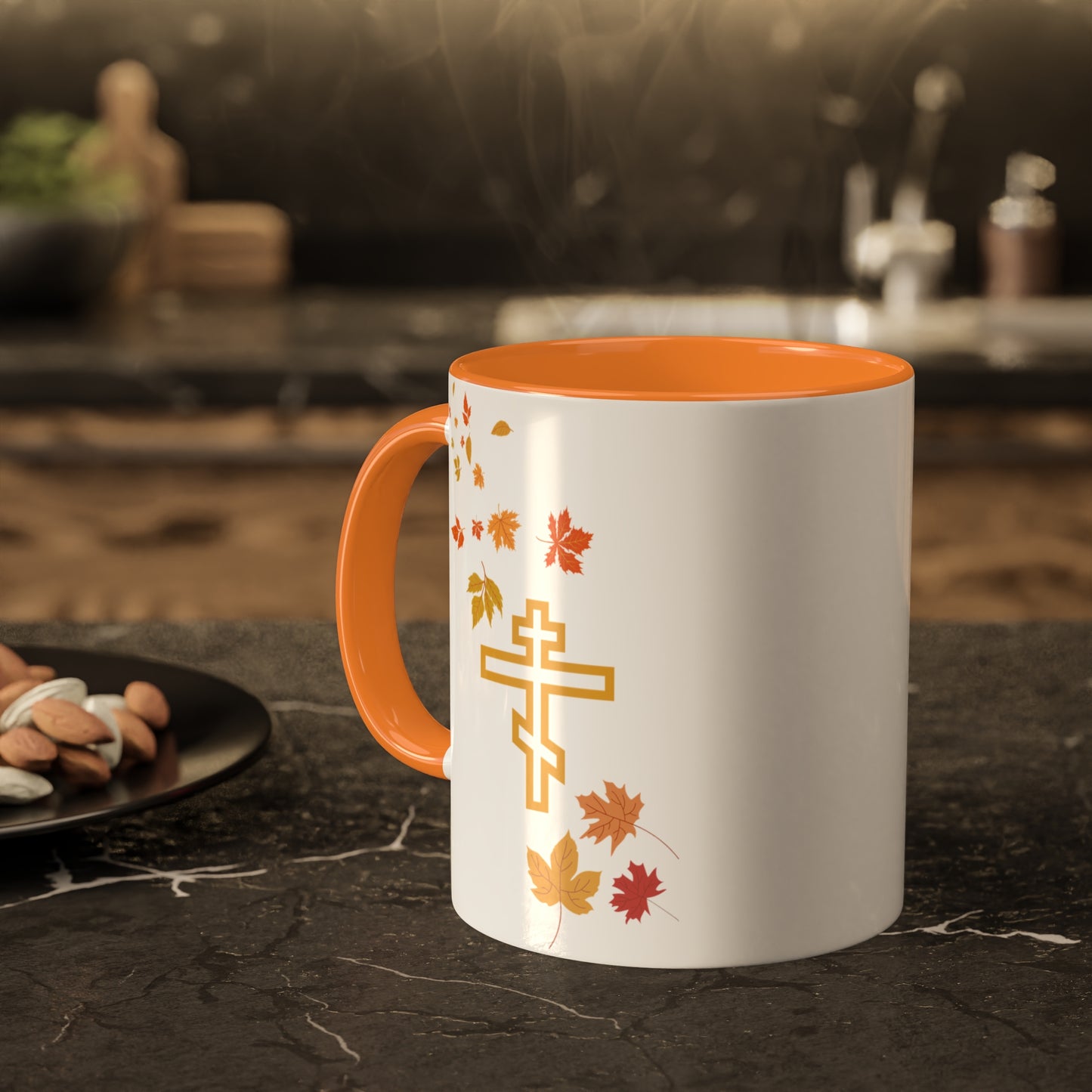 Autumn Leaves Orthodox Cross Coffee Mug