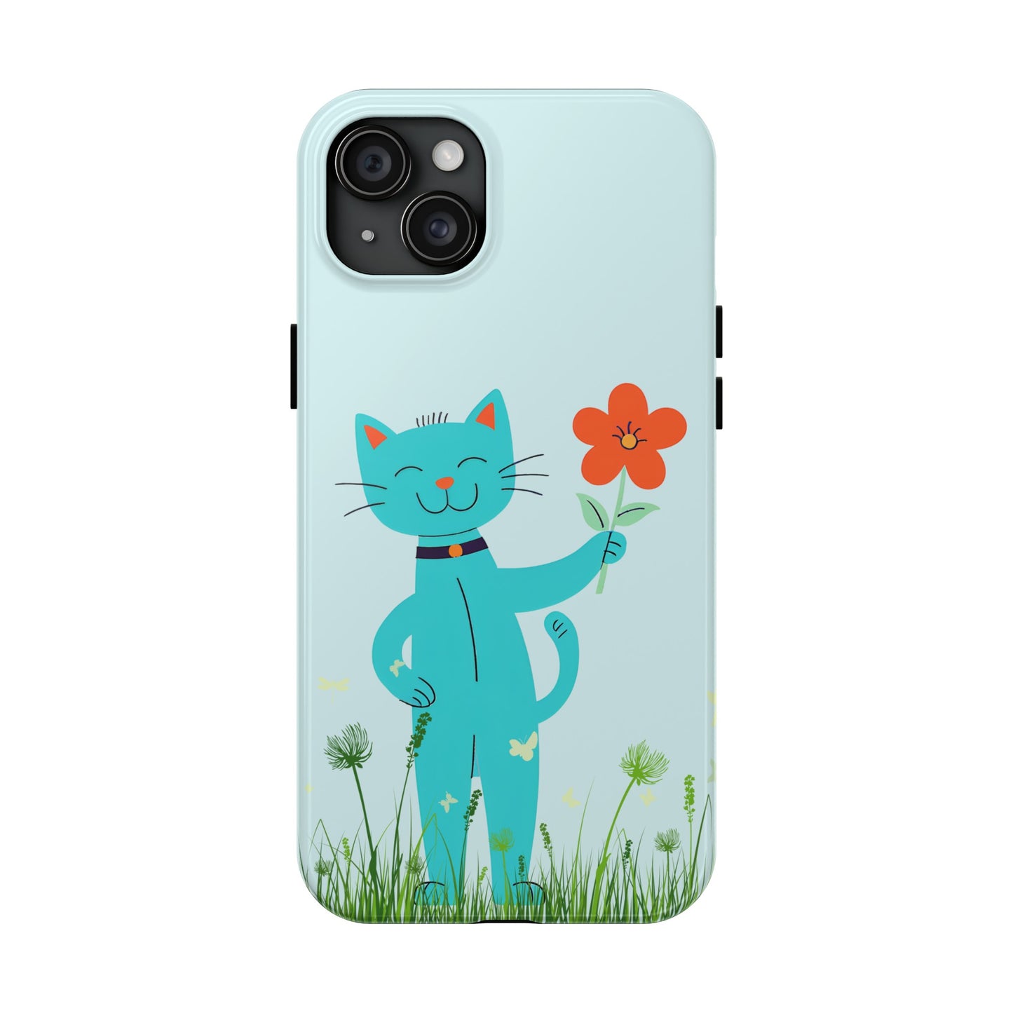 Happy Cat Giving You a Flower iPhone Case