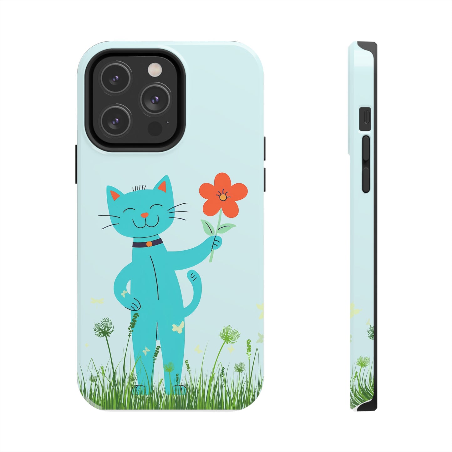 Happy Cat Giving You a Flower iPhone Case