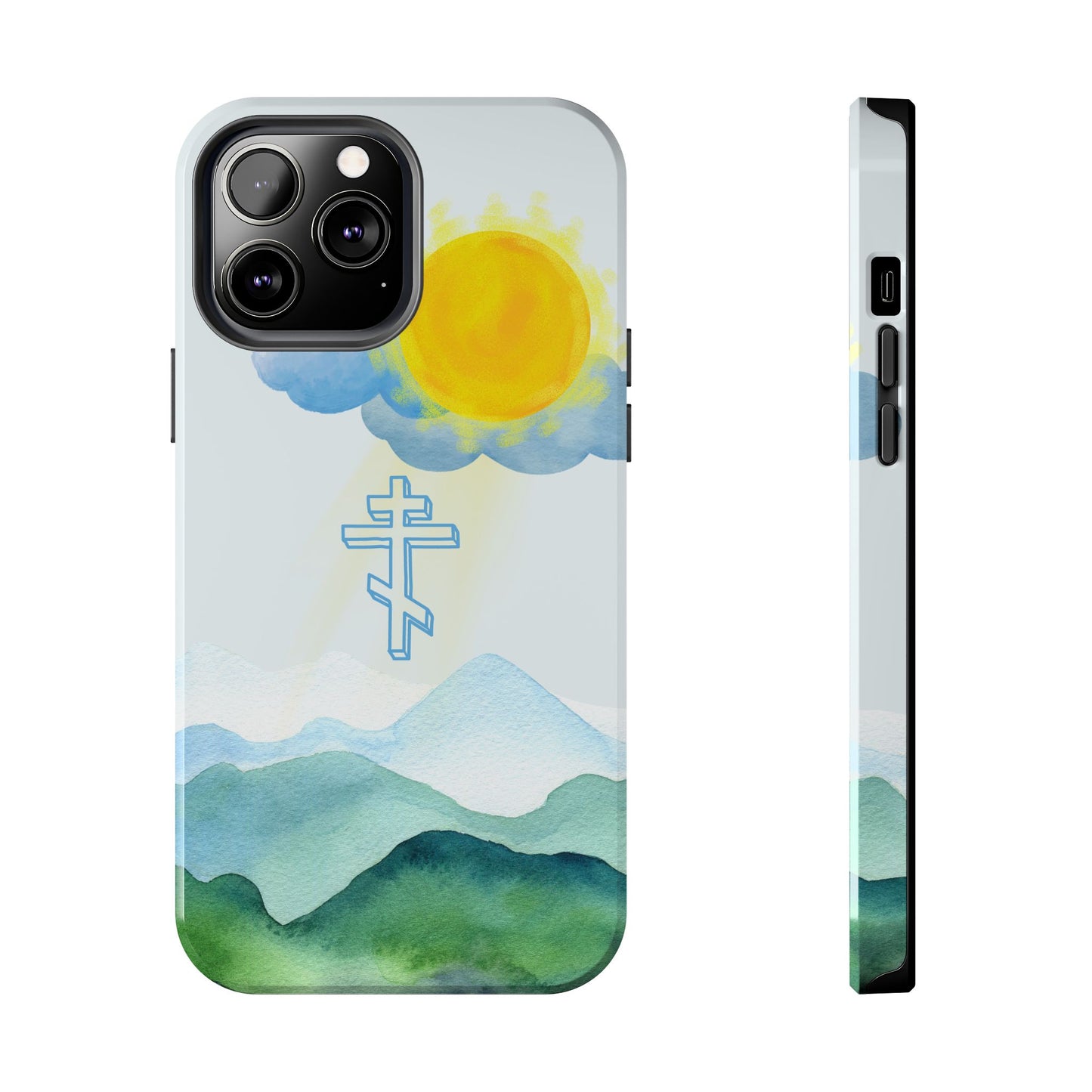 Sunrise Mountain Scene Orthodox Cross Tough iPhone Case