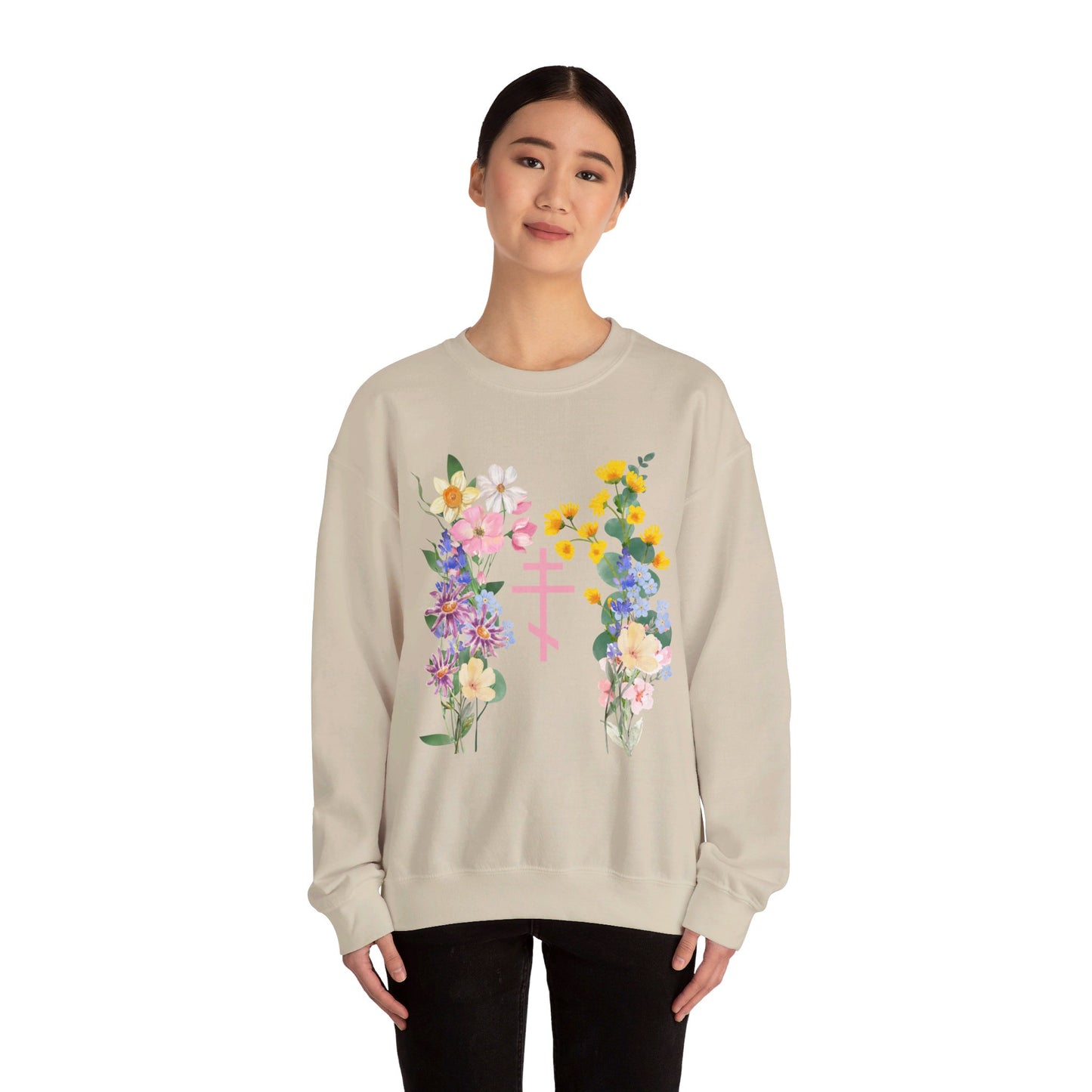 Wildflower Orthodox Cross Crewneck Sweatshirt