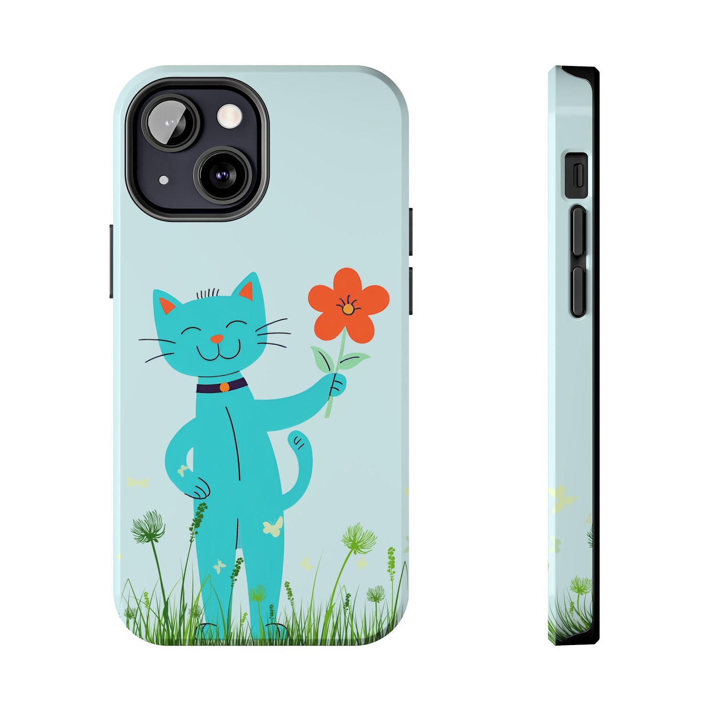 Happy Cat Giving You a Flower iPhone Case