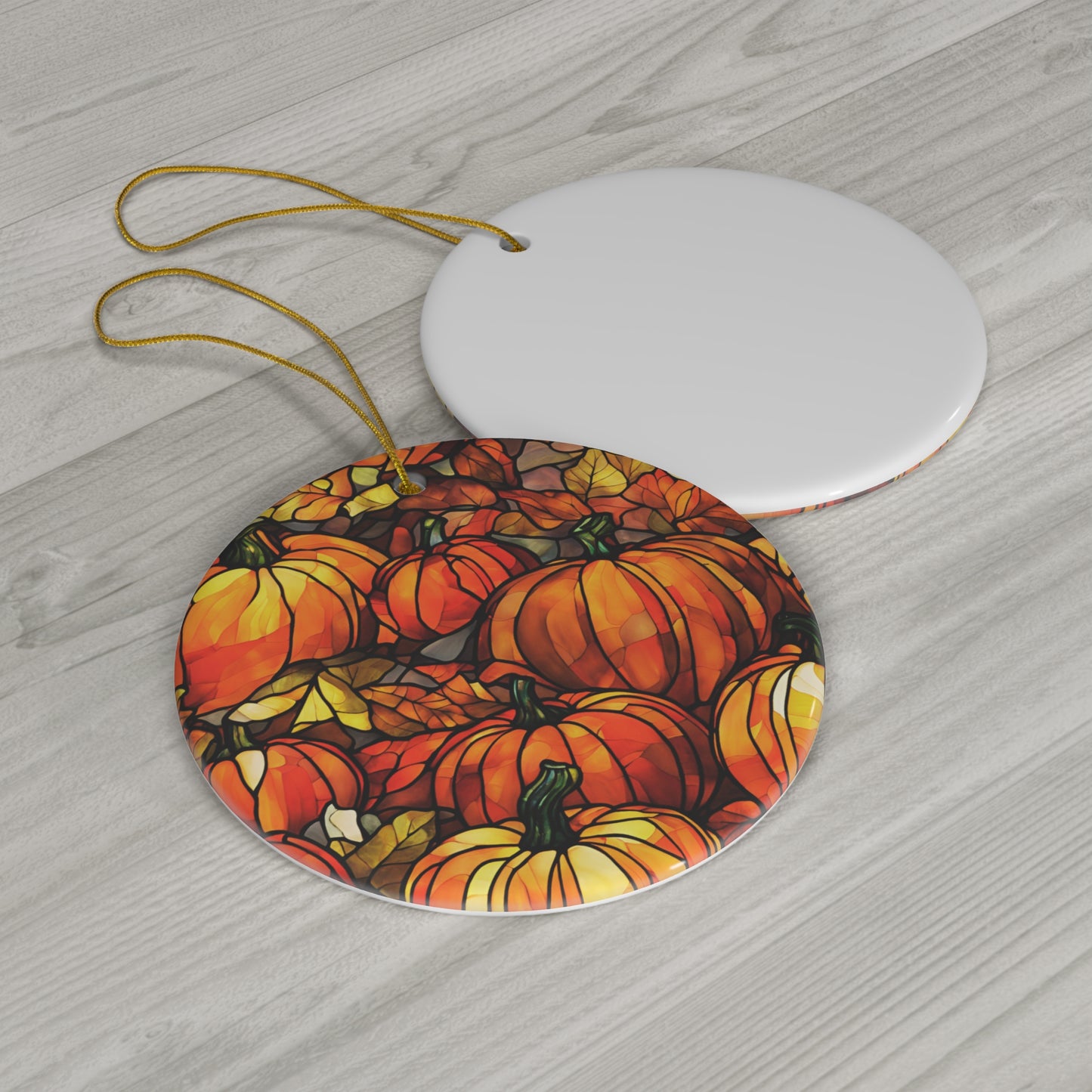 Pumpkin Ceramic Ornament - Stained Glass Effect