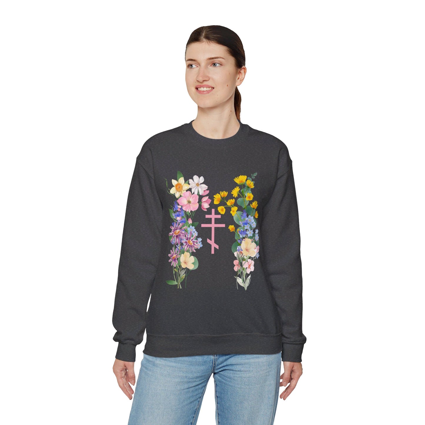 Wildflower Orthodox Cross Crewneck Sweatshirt