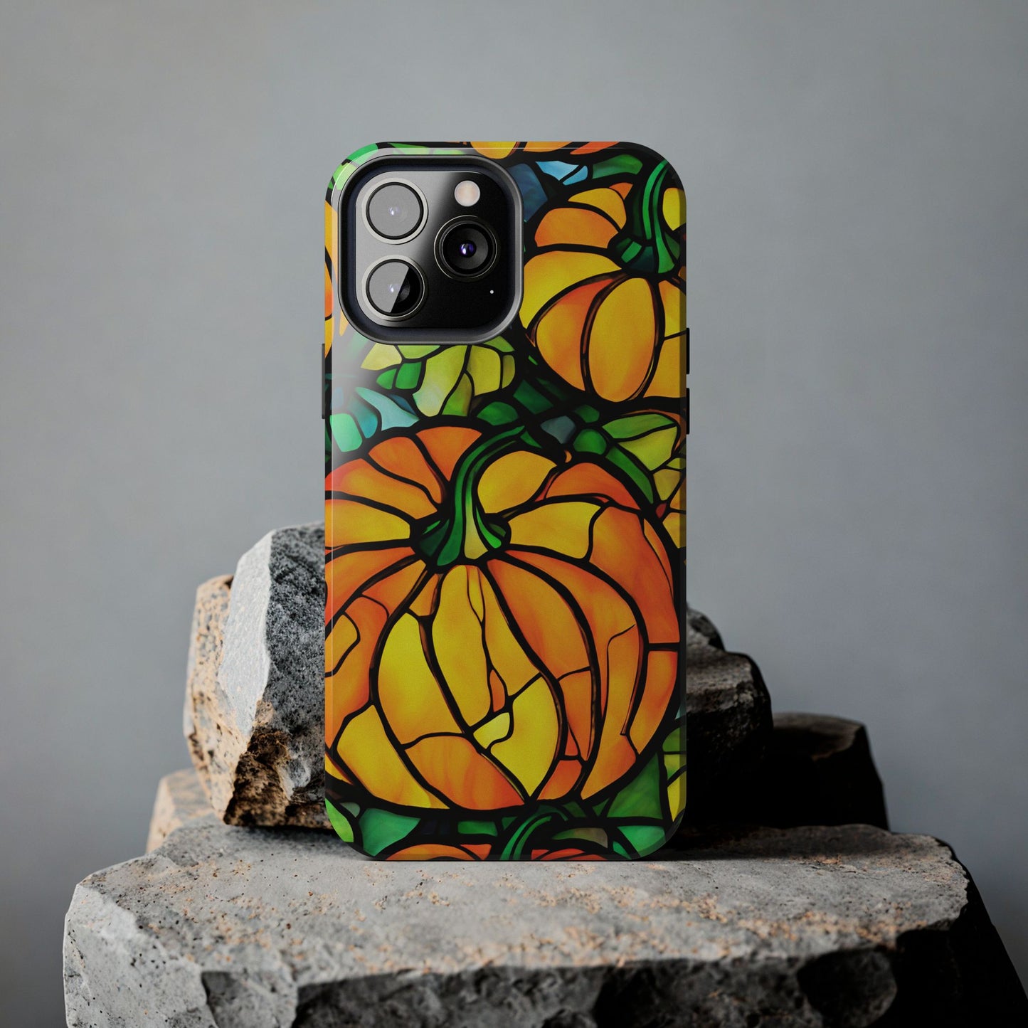 Pumpkin Fall iPhone Case Stained Glass Effect